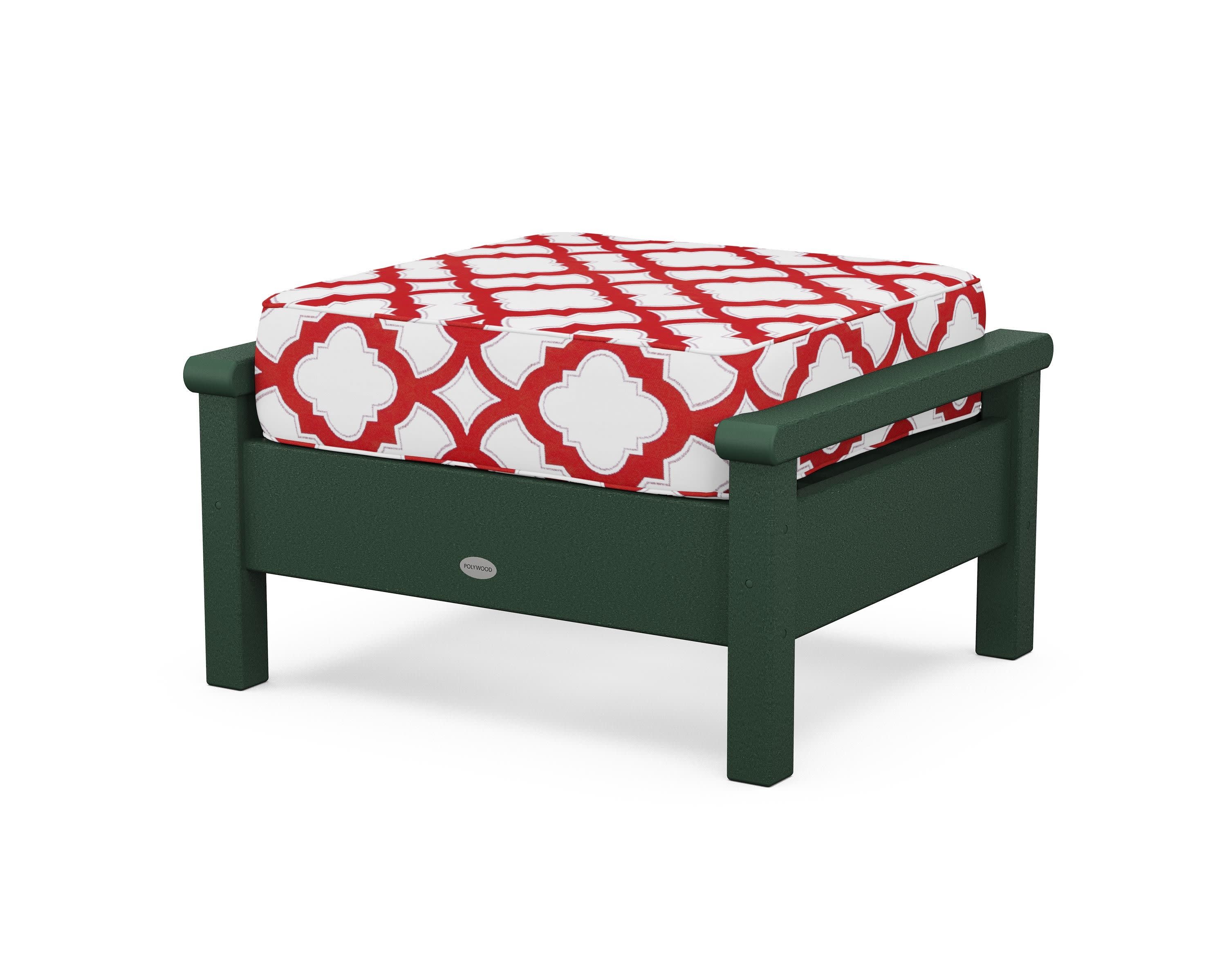 Harbour Deep Seating Ottoman in Green / Trellis Crimson