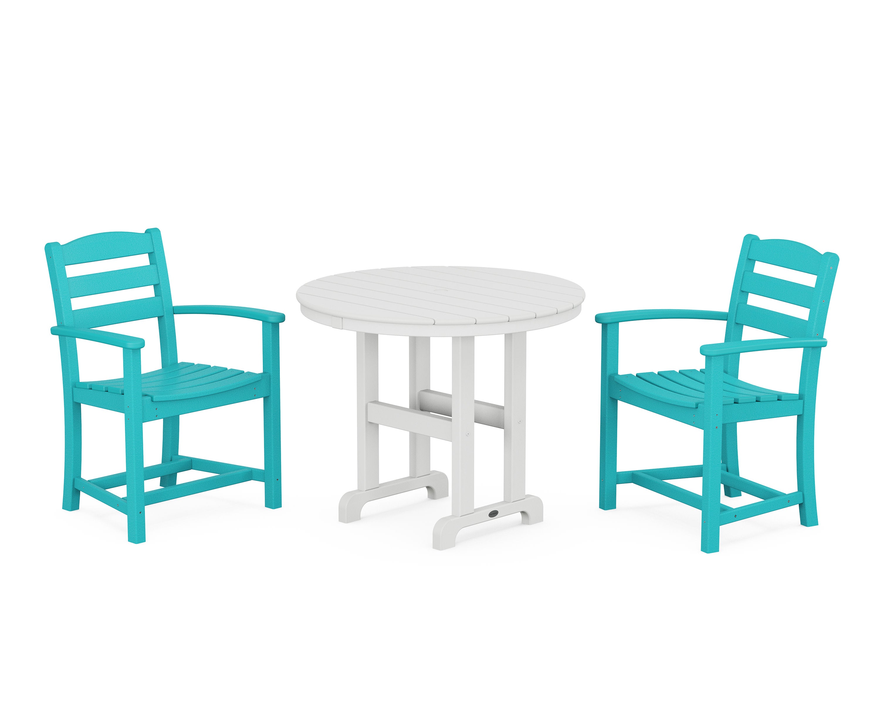 La Casa Caf 3-Piece Round Dining Set in Aruba / White