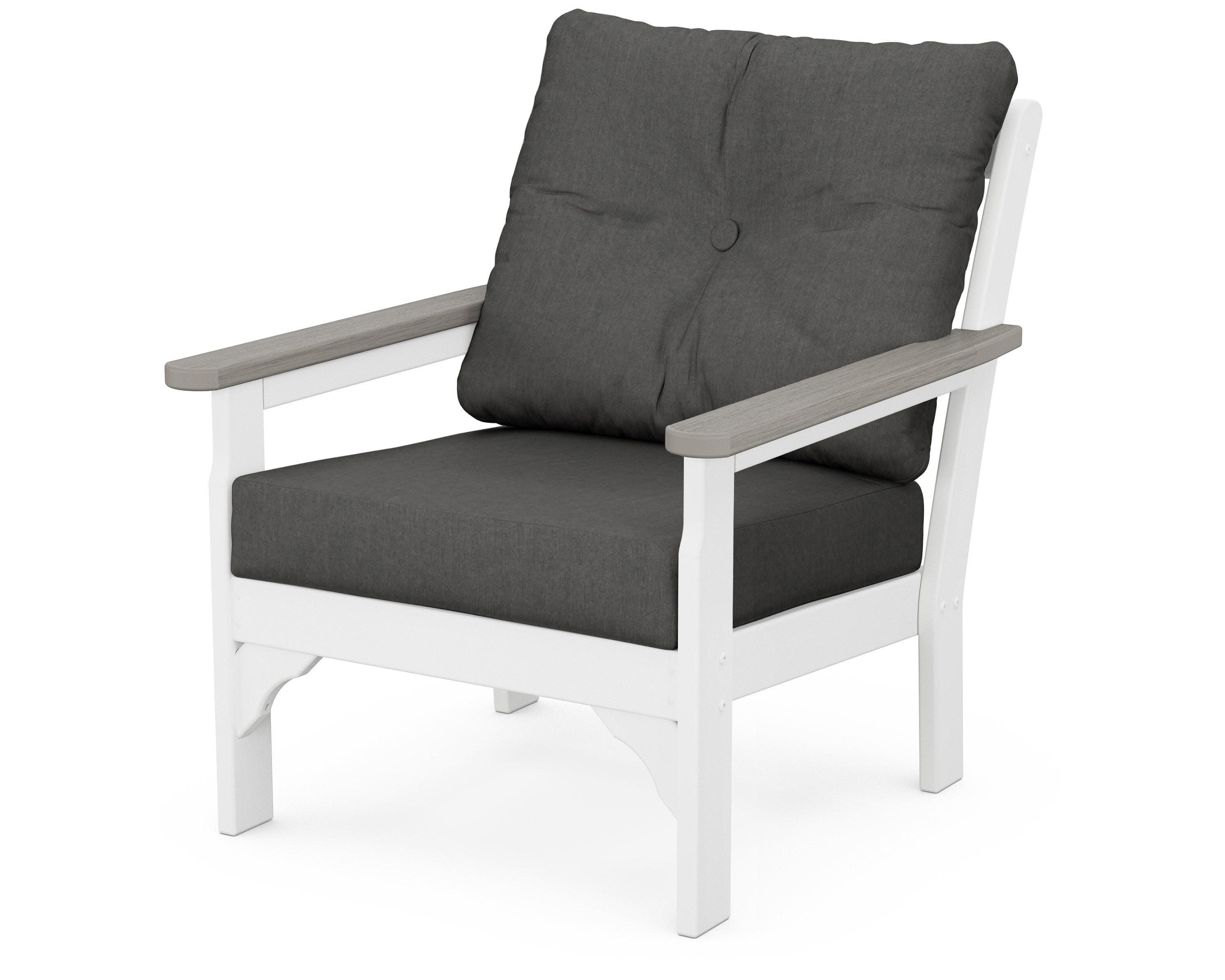 Vineyard Deep Seating Chair in White / Driftwood / Spectrum Carbon