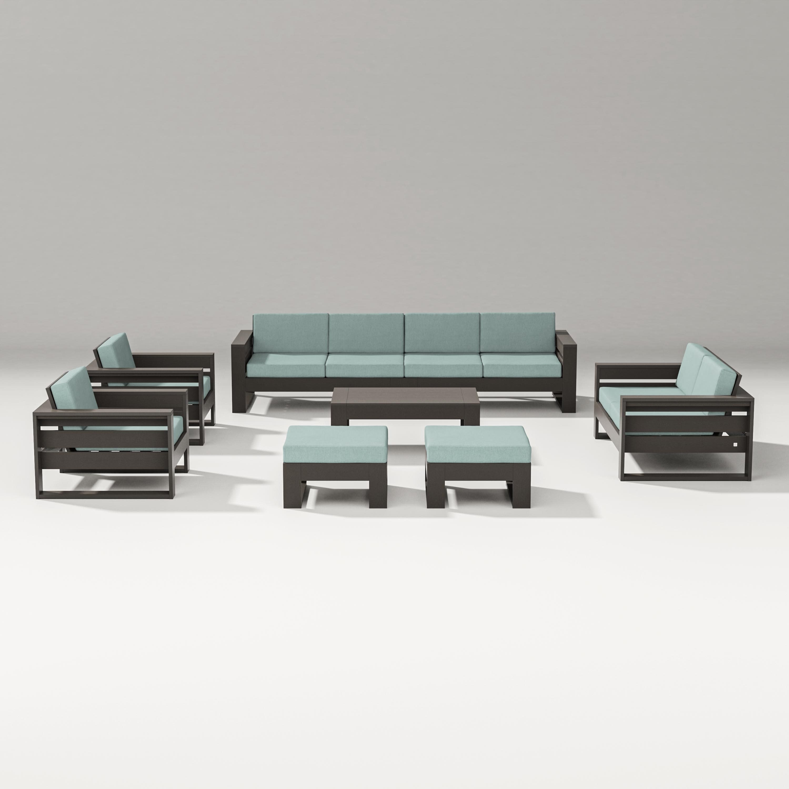 Latitude 8-Piece Lounge Sofa Set in Vintage Coffee / Glacier Spa