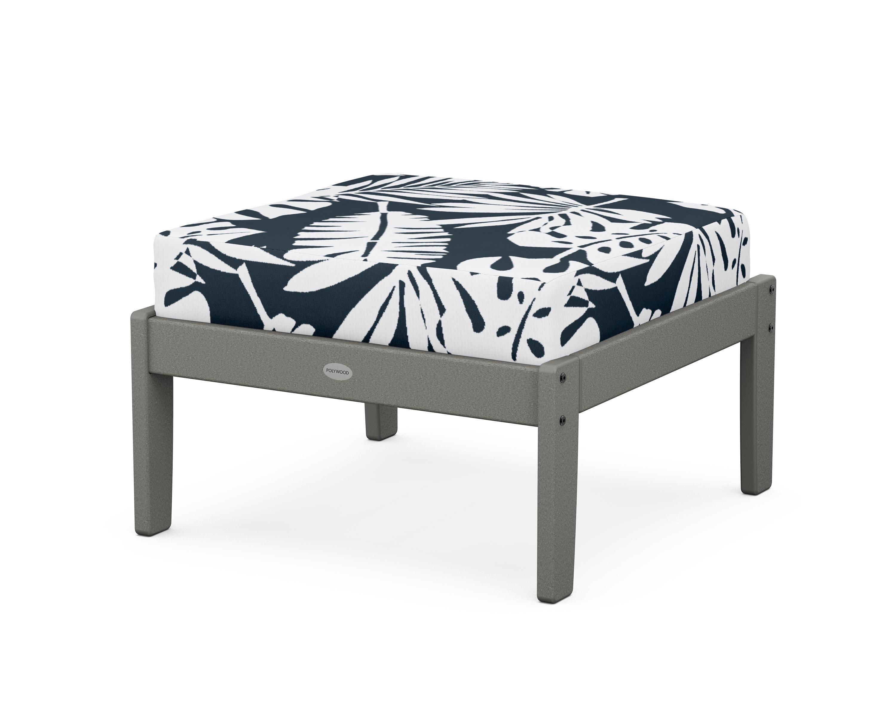 Braxton Deep Seating Ottoman in Slate Grey / Leaf Marine Indigo