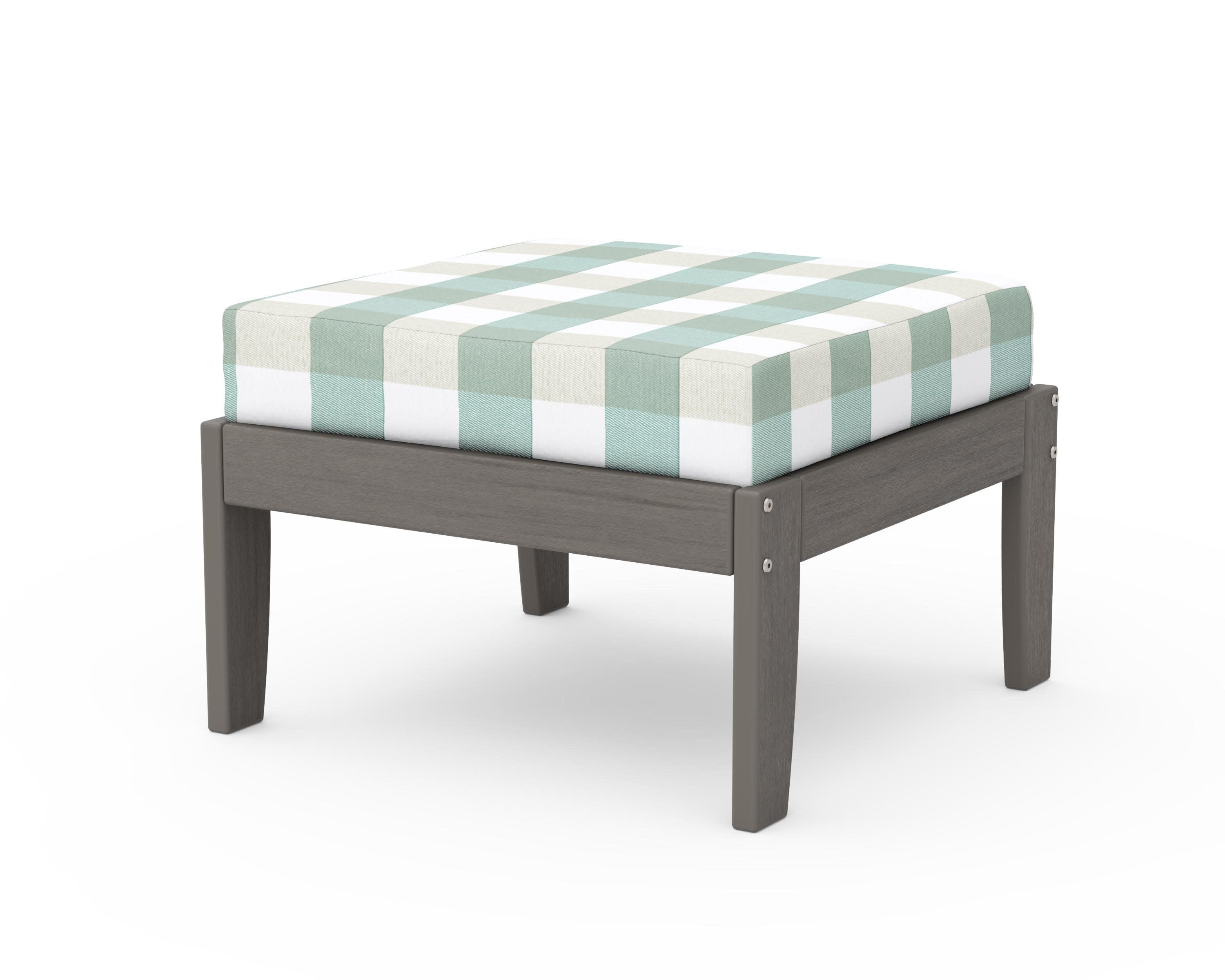 Modular Ottoman - Classic in Driftwood / Buffalo Plaid Glacier Spa