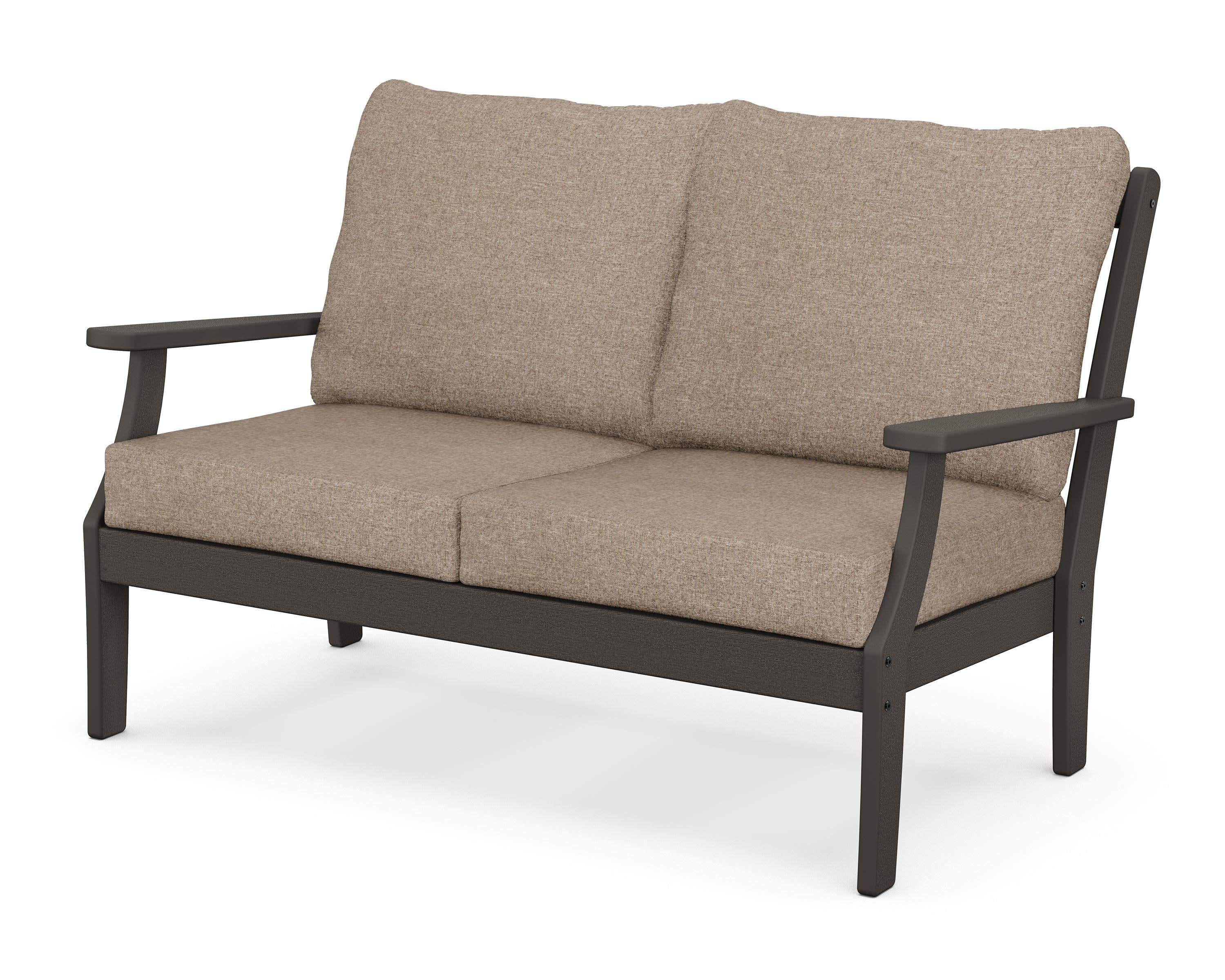 Braxton Deep Seating Loveseat in Vintage Coffee / Spiced Burlap