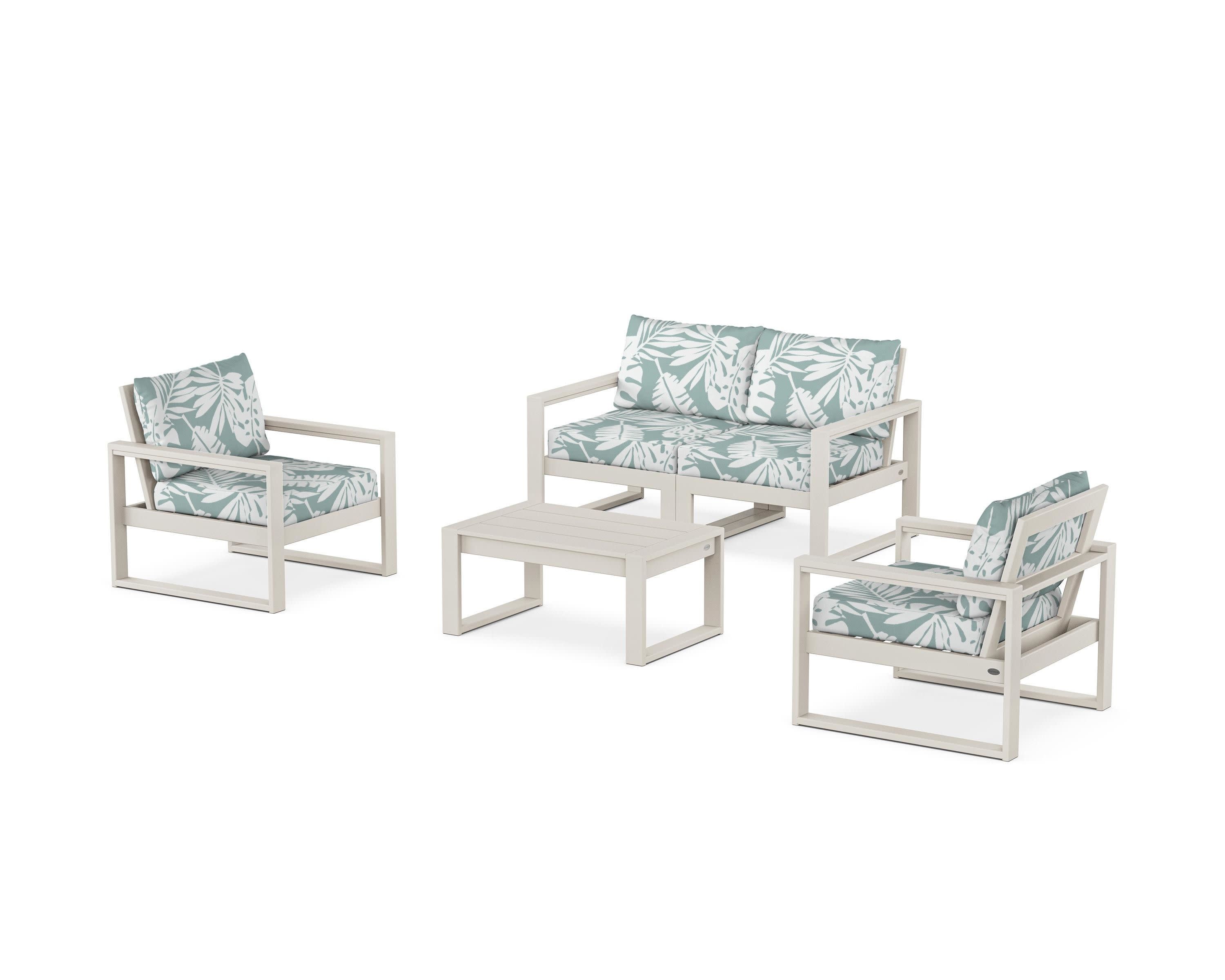 EDGE Sectional 4-Piece Deep Seating Set with Loveseat in Sand / Leaf Glacier Spa