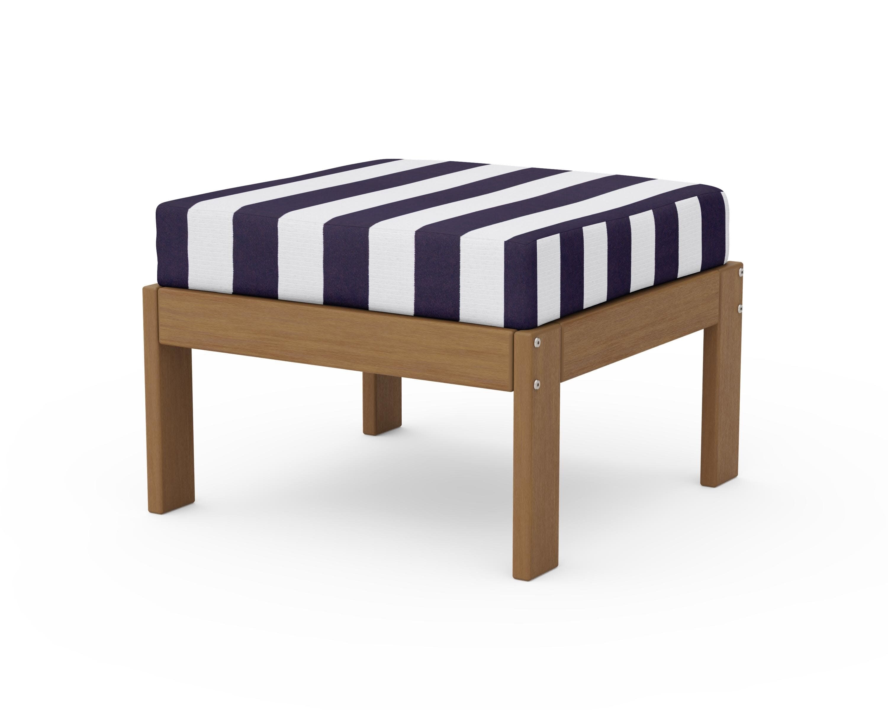 Vineyard Modular Ottoman in Natural / Cabana Stripe Navy