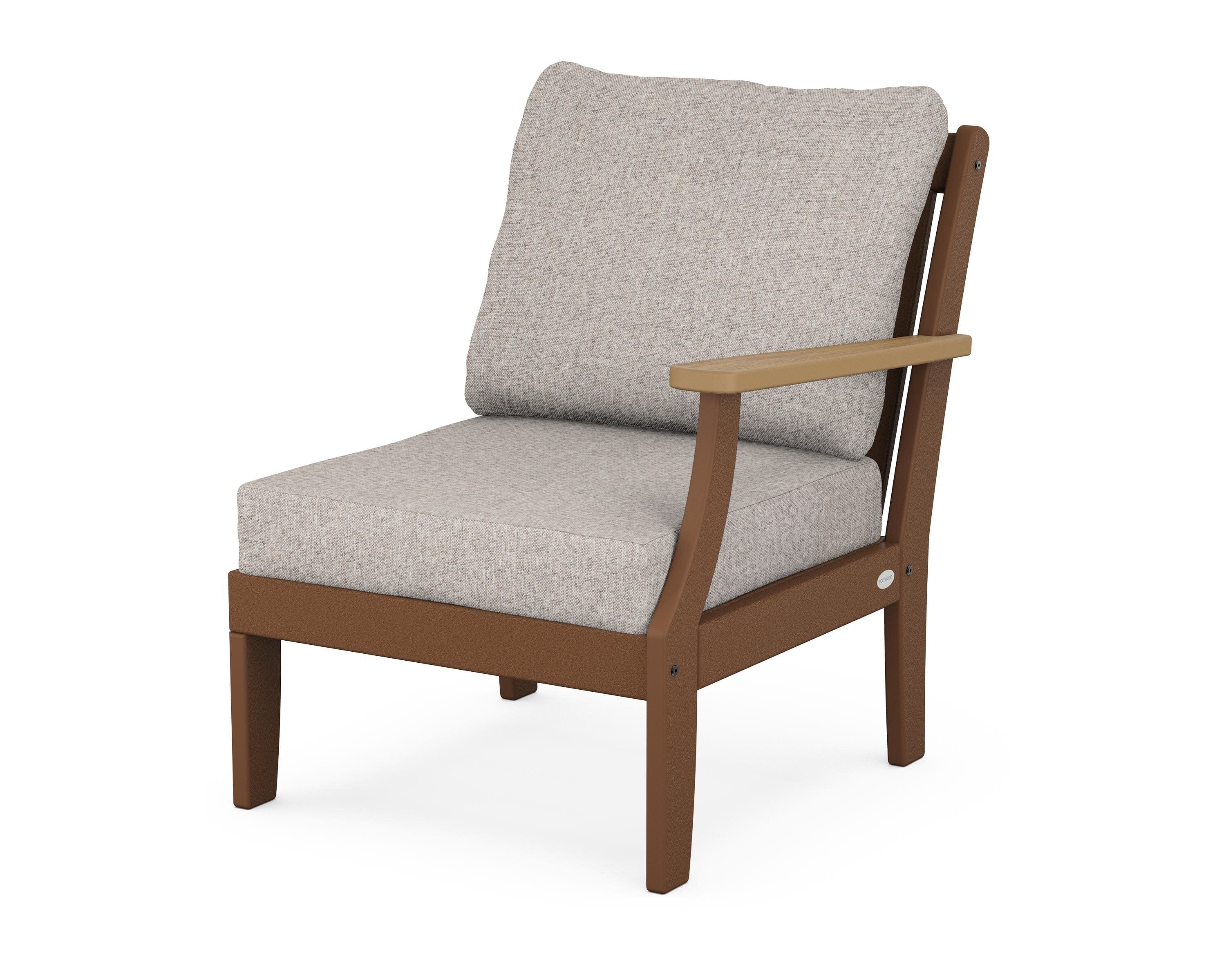 Braxton Modular Right Arm Chair in Teak / Natural / Weathered Tweed