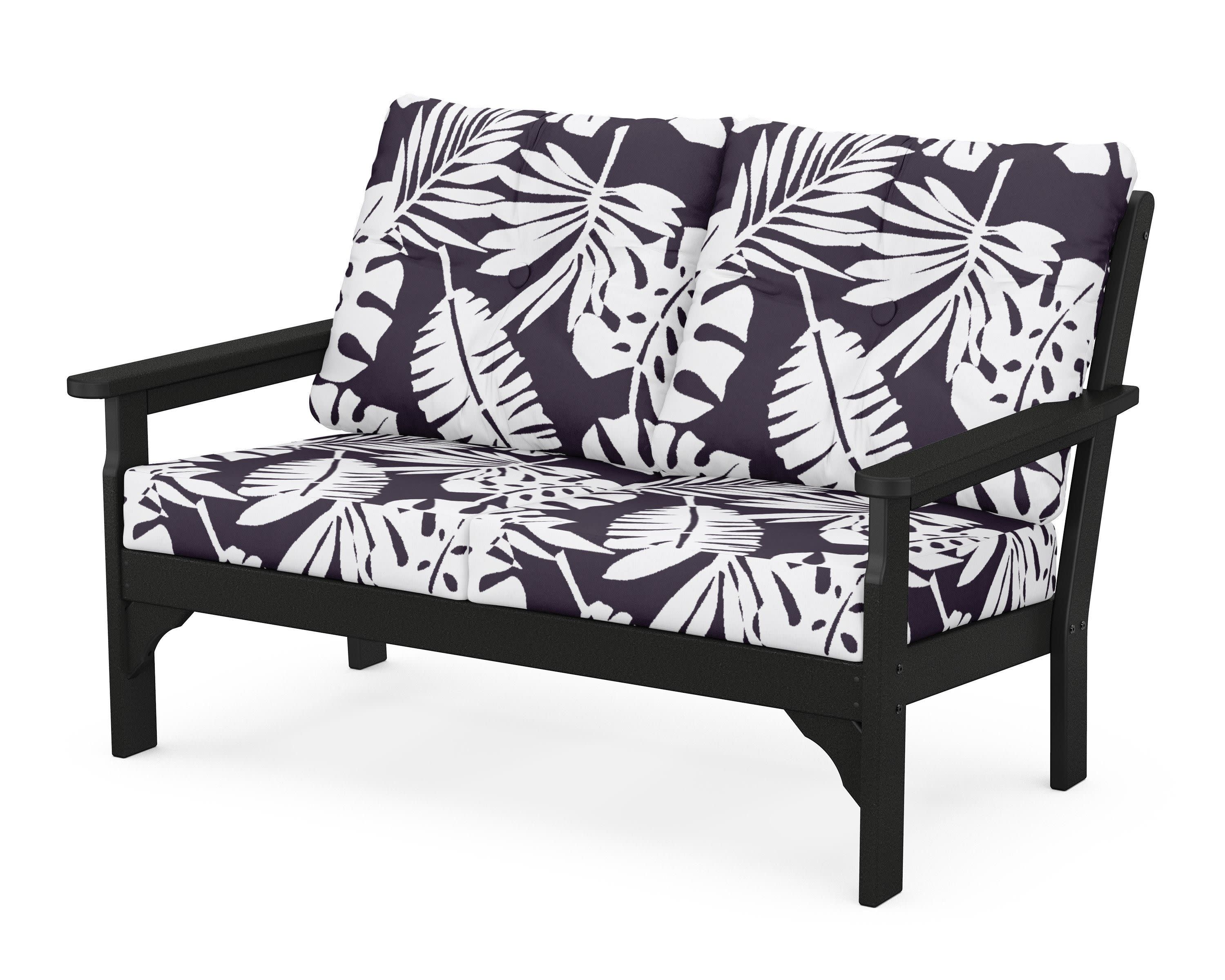 Vineyard Deep Seating Loveseat in Black / Leaf Navy