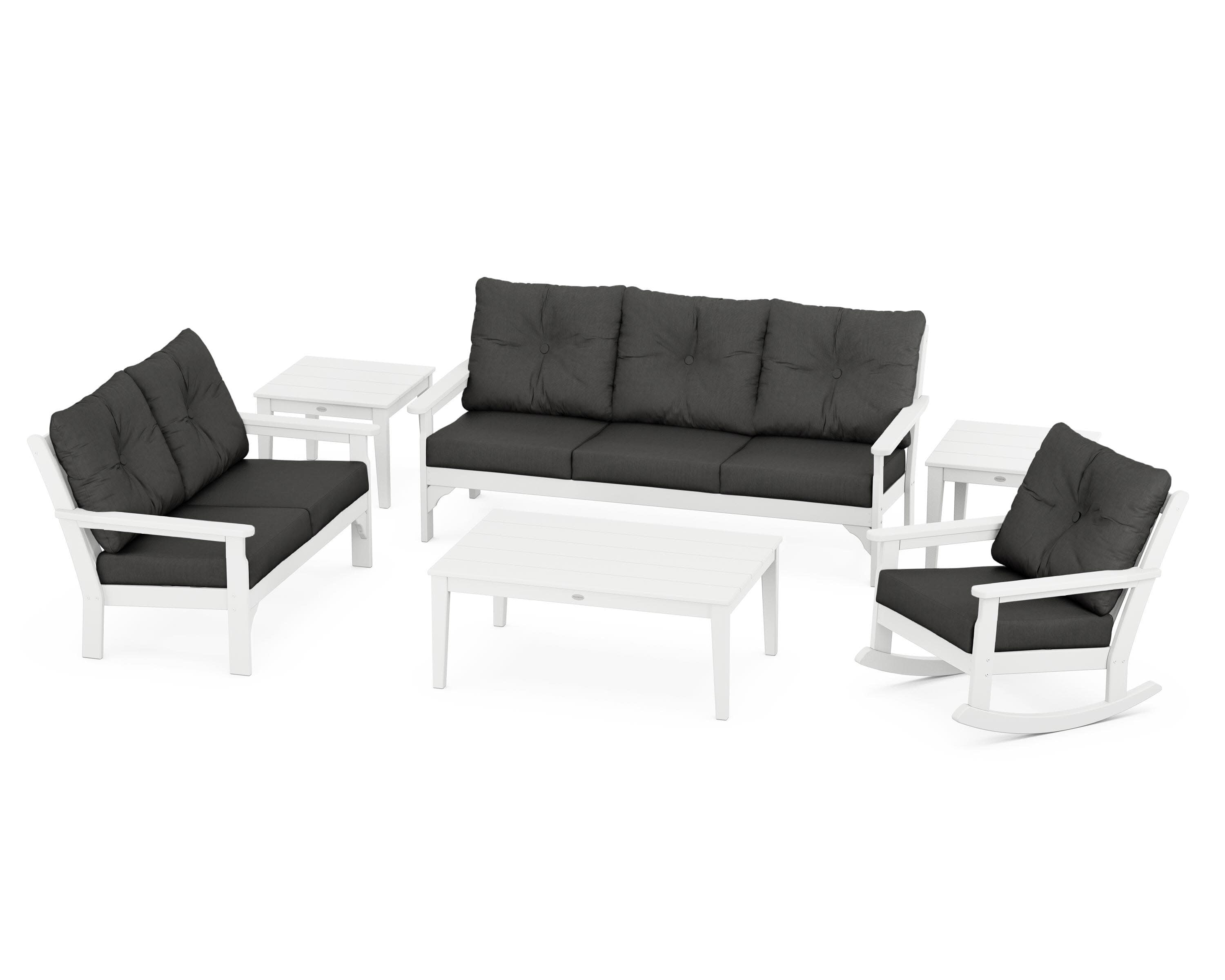 Vineyard 6-Piece Deep Seating Set in White / Spectrum Carbon