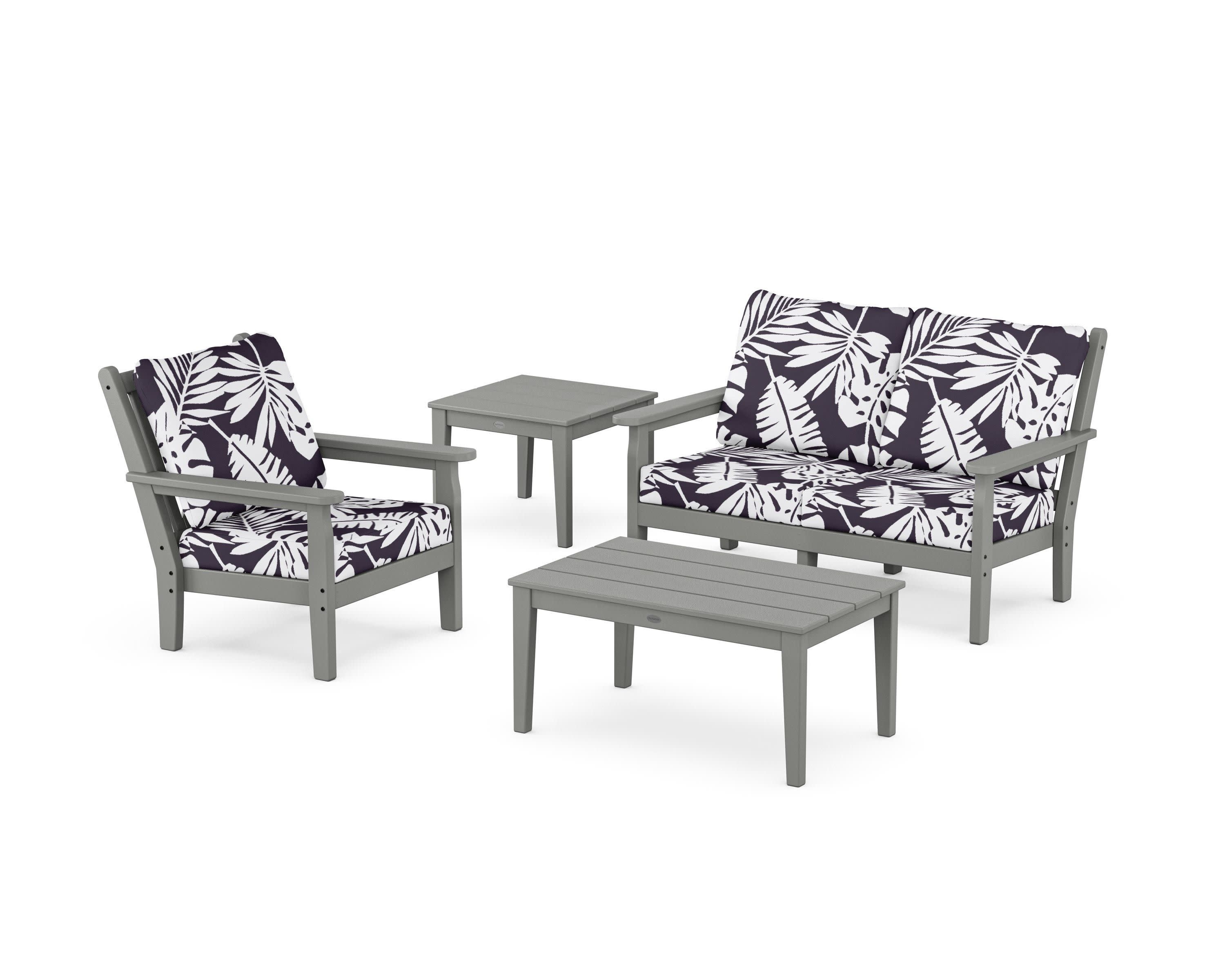 Chippendale 4-Piece Deep Seating Set in Slate Grey / Leaf Navy