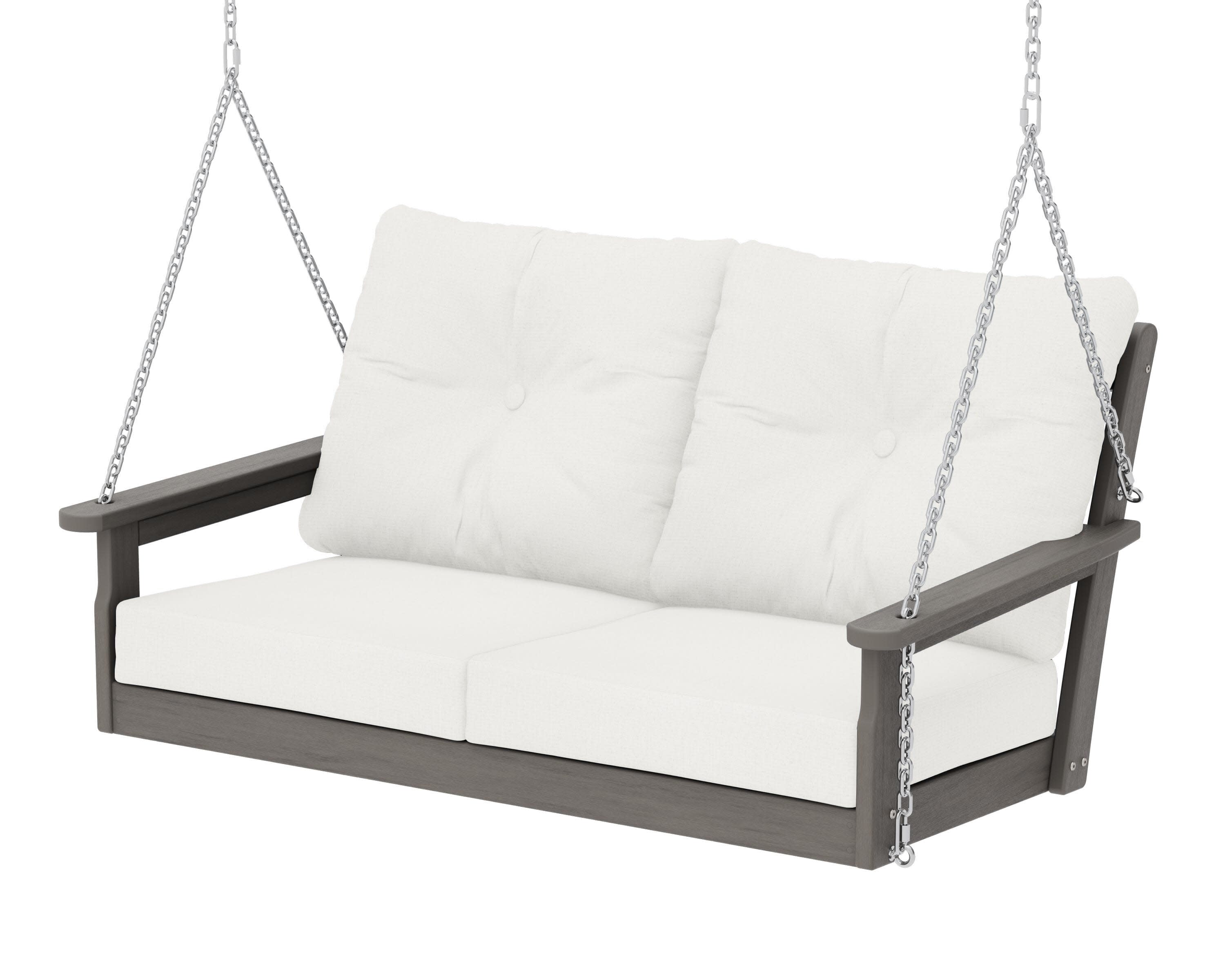 Vineyard Deep Seating Swing in Driftwood / Natural Linen