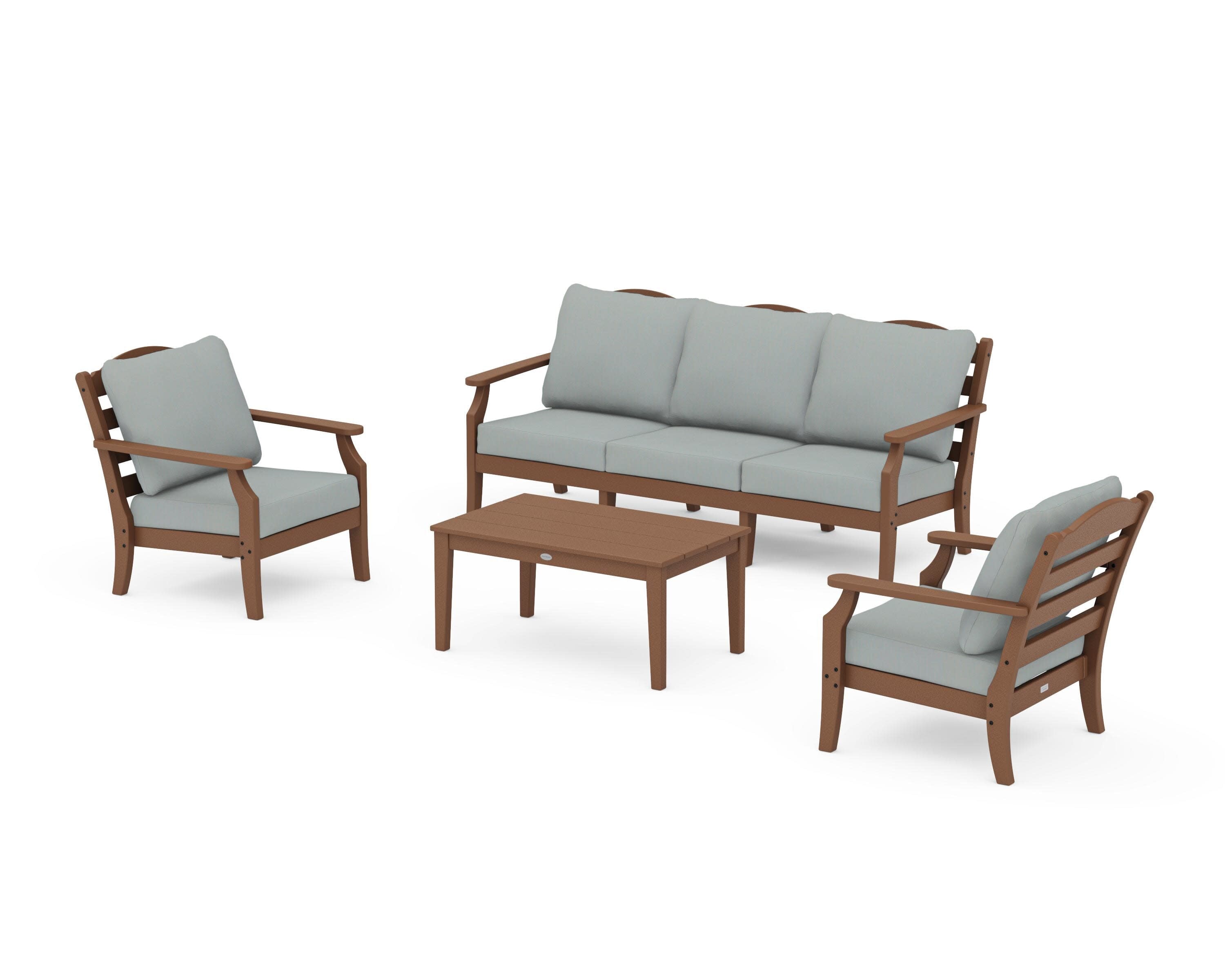 Savannah 4-Piece Deep Seating Set with Sofa in Teak / Spa
