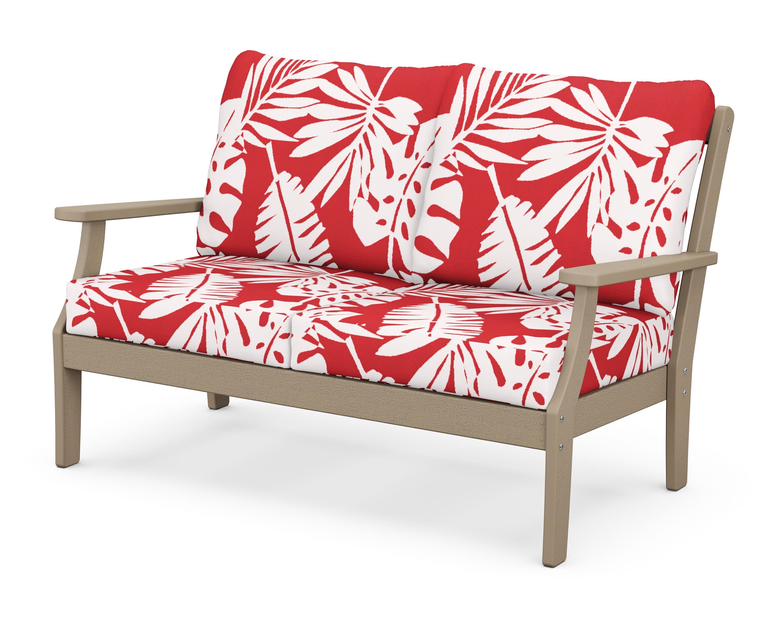 Braxton Deep Seating Loveseat in Vintage Sahara / Leaf Crimson