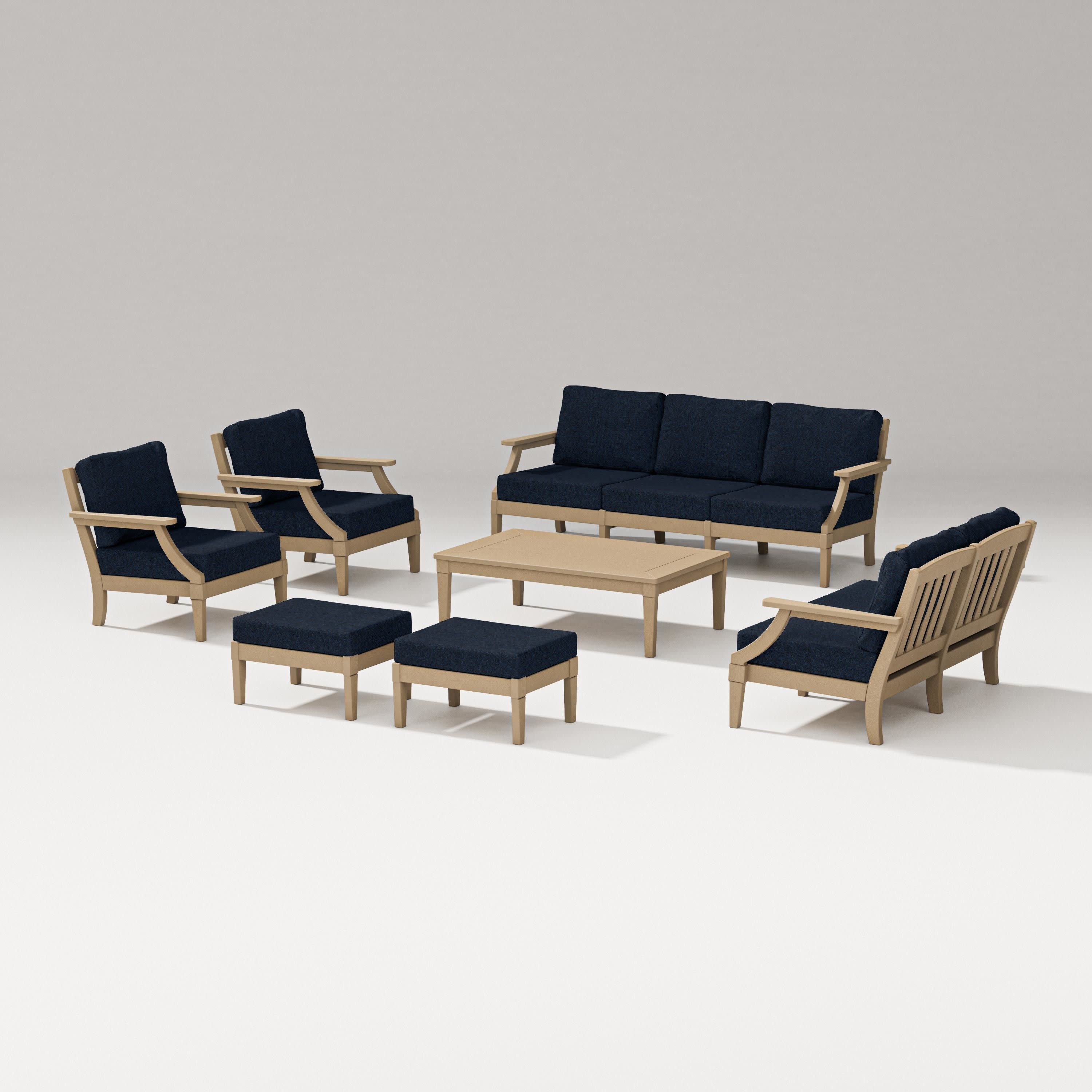 Estate 7-Piece Lounge Sofa Set in Vintage Sahara / Marine Indigo