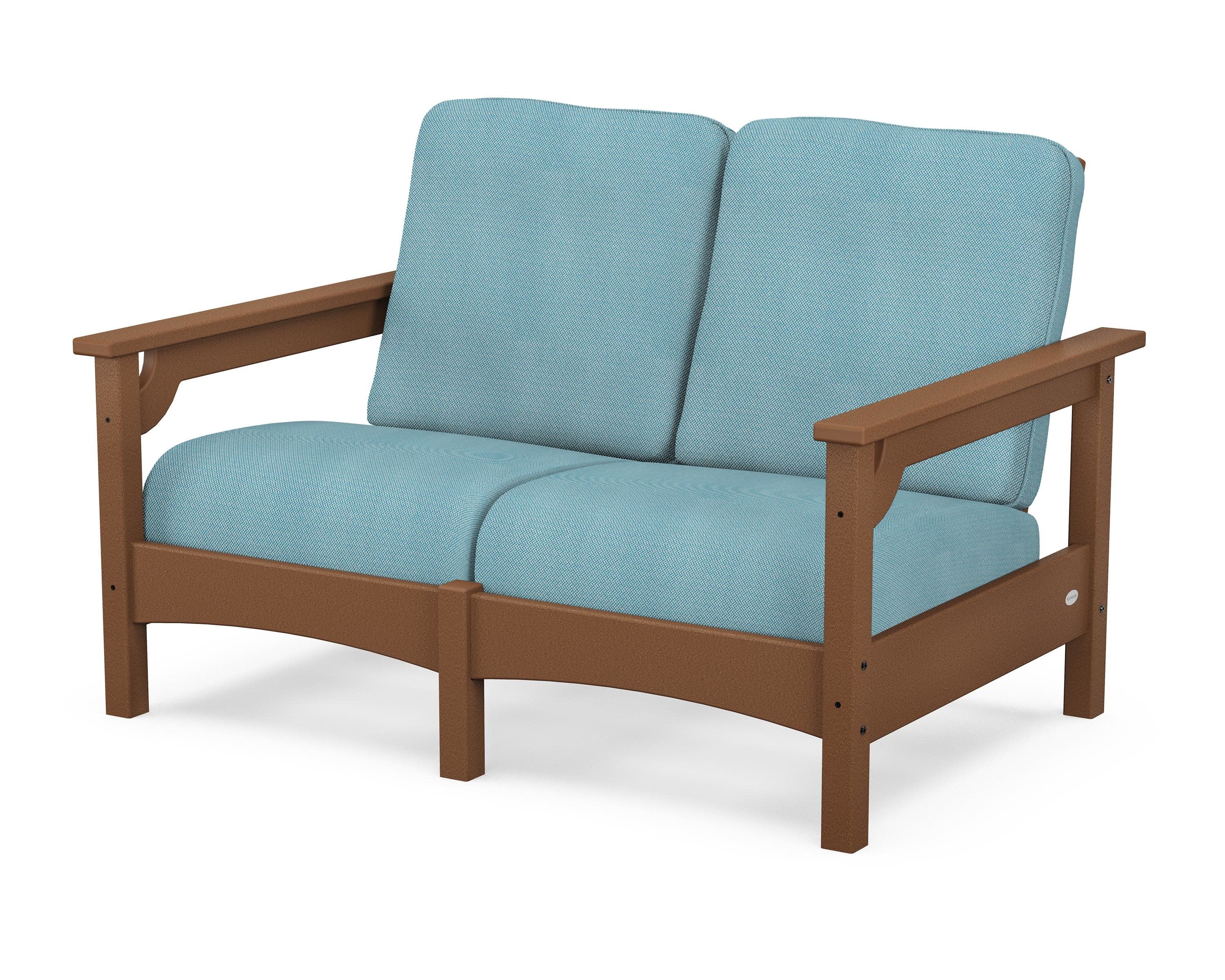 Club Loveseat in Teak / Lattice Sky Blue