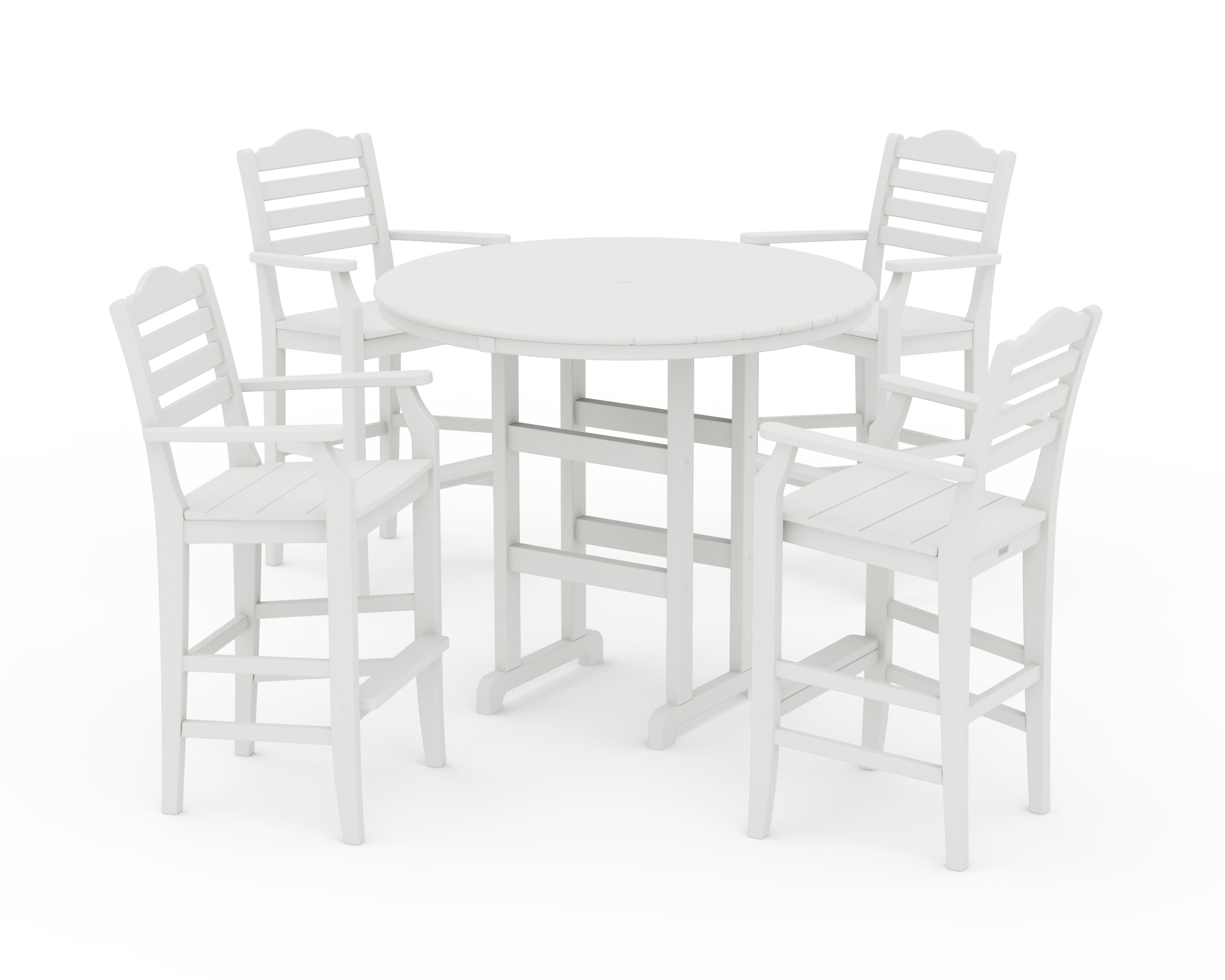 Savannah 5-Piece Round Farmhouse Bar Set in Vintage White