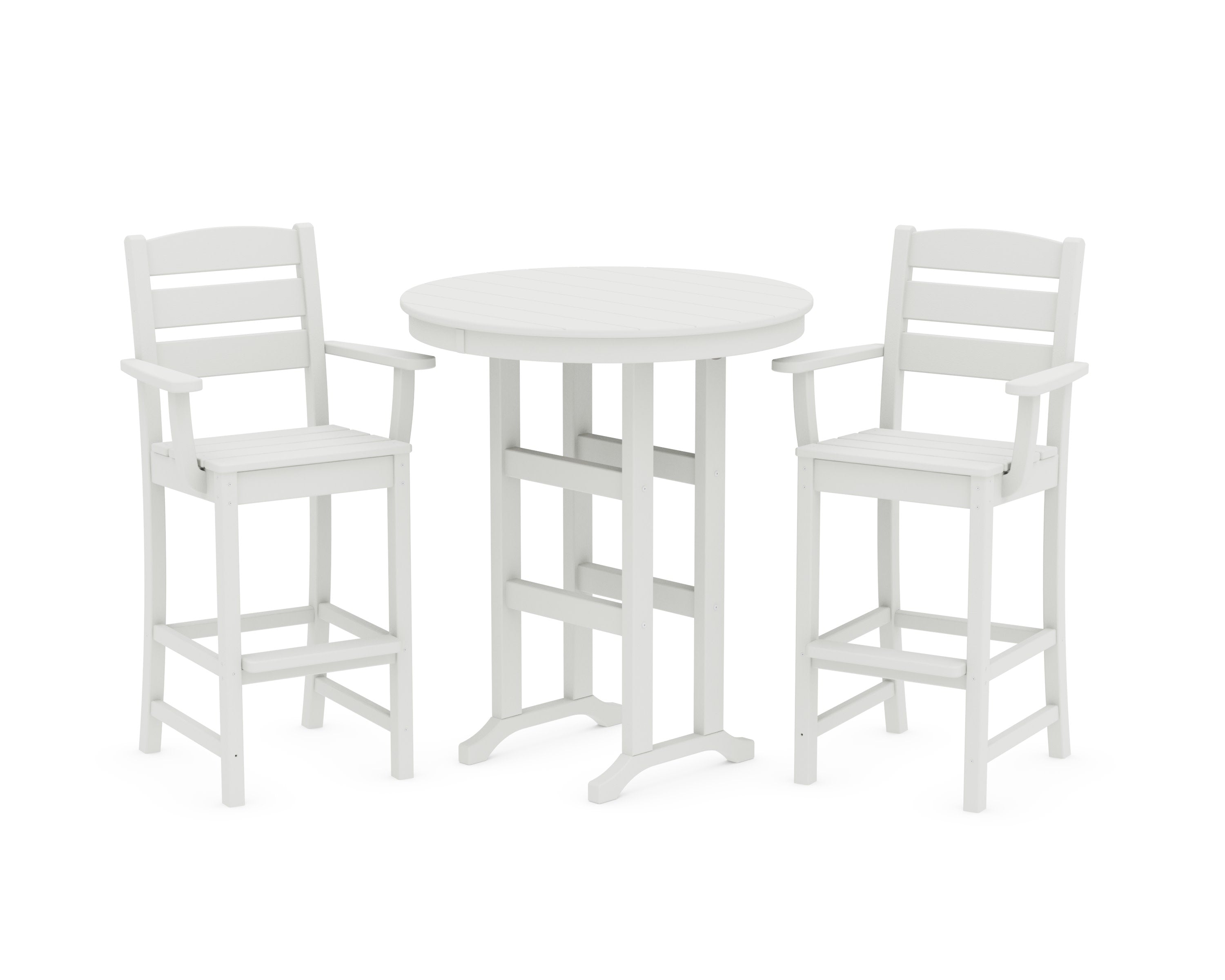 Lakeside 3-Piece Round Bar Arm Chair Set in Vintage White