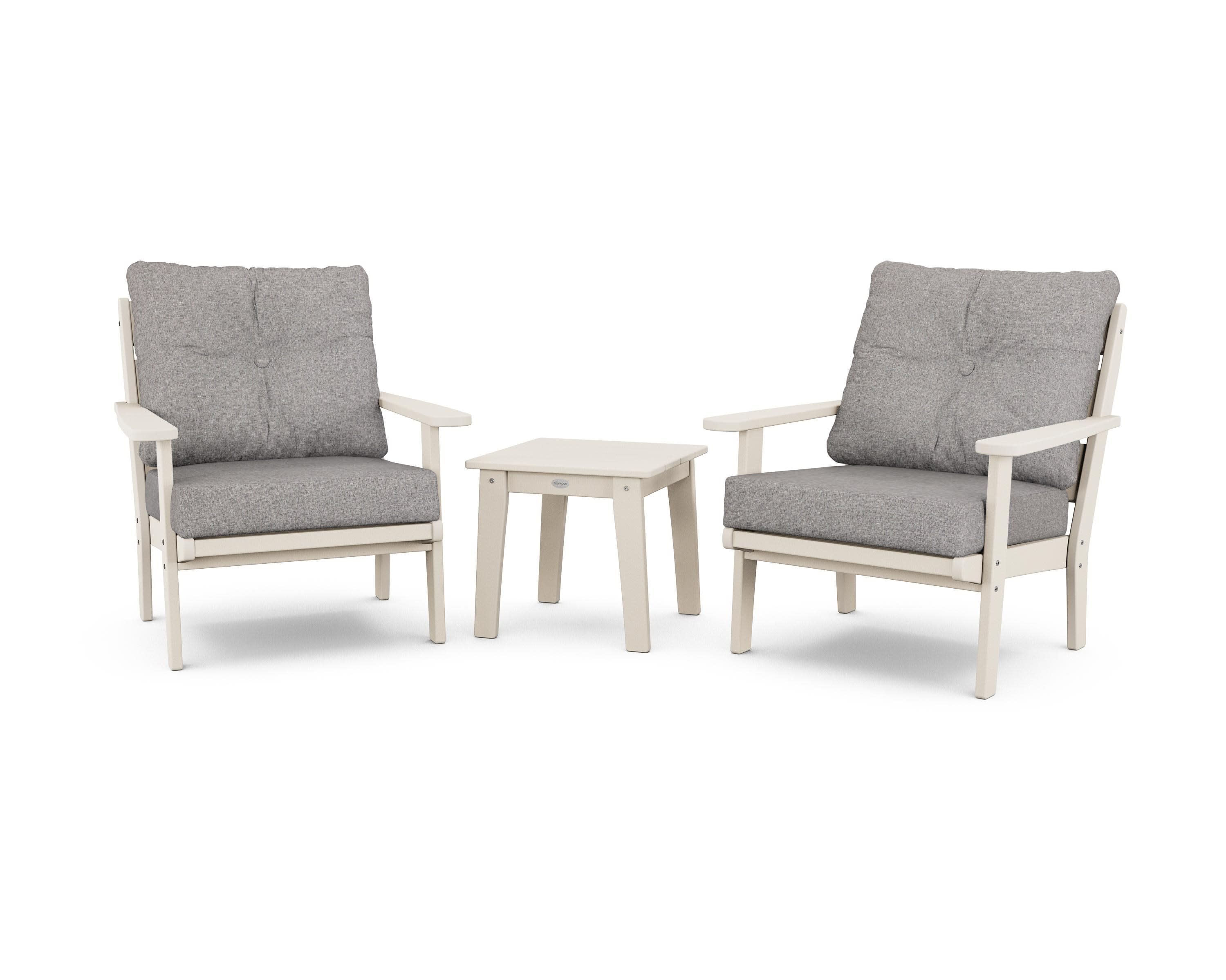 Lakeside 3-Piece Deep Seating Chair Set in Sand / Grey Mist