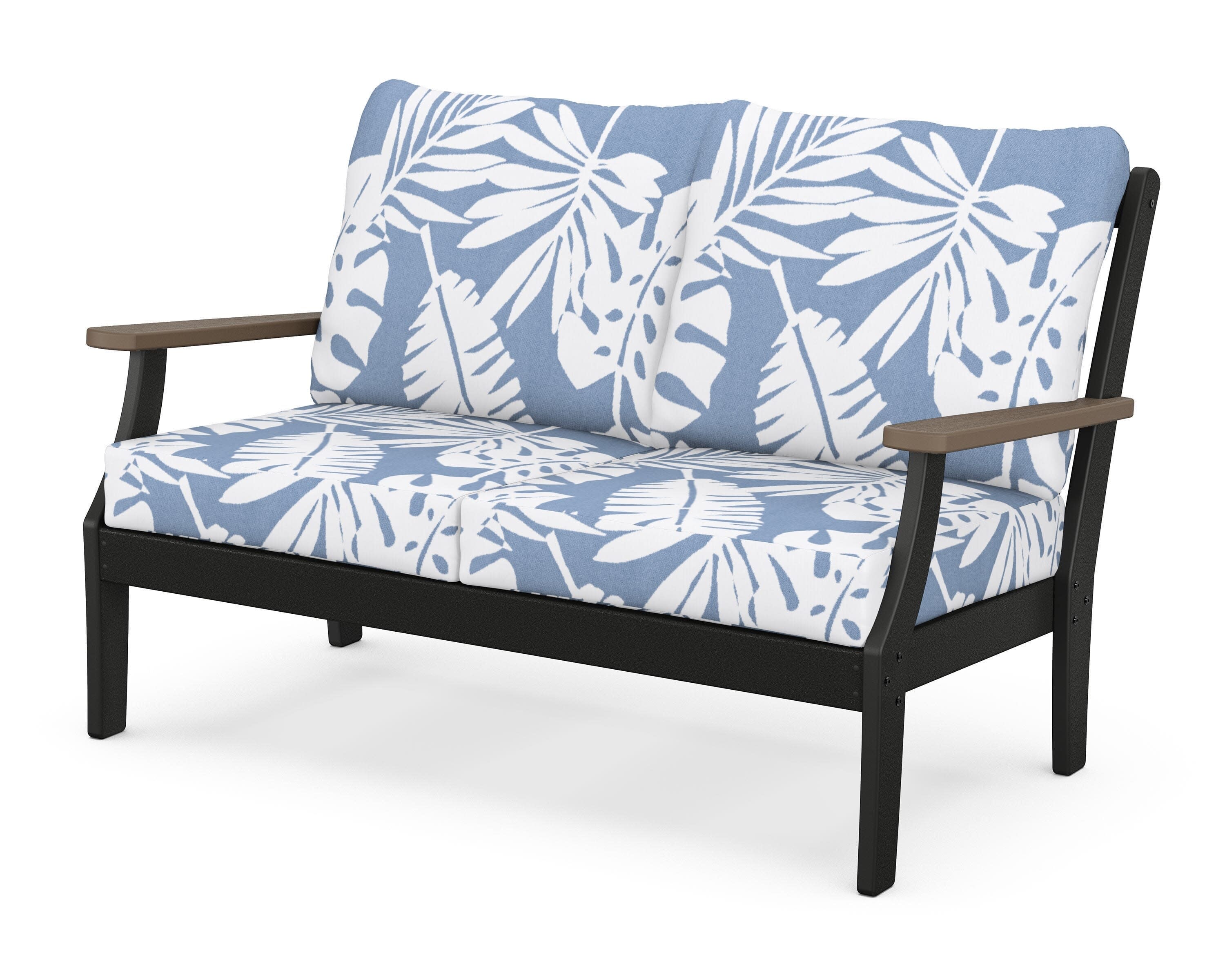 Braxton Deep Seating Loveseat in Black / Kona / Leaf Sky Blue