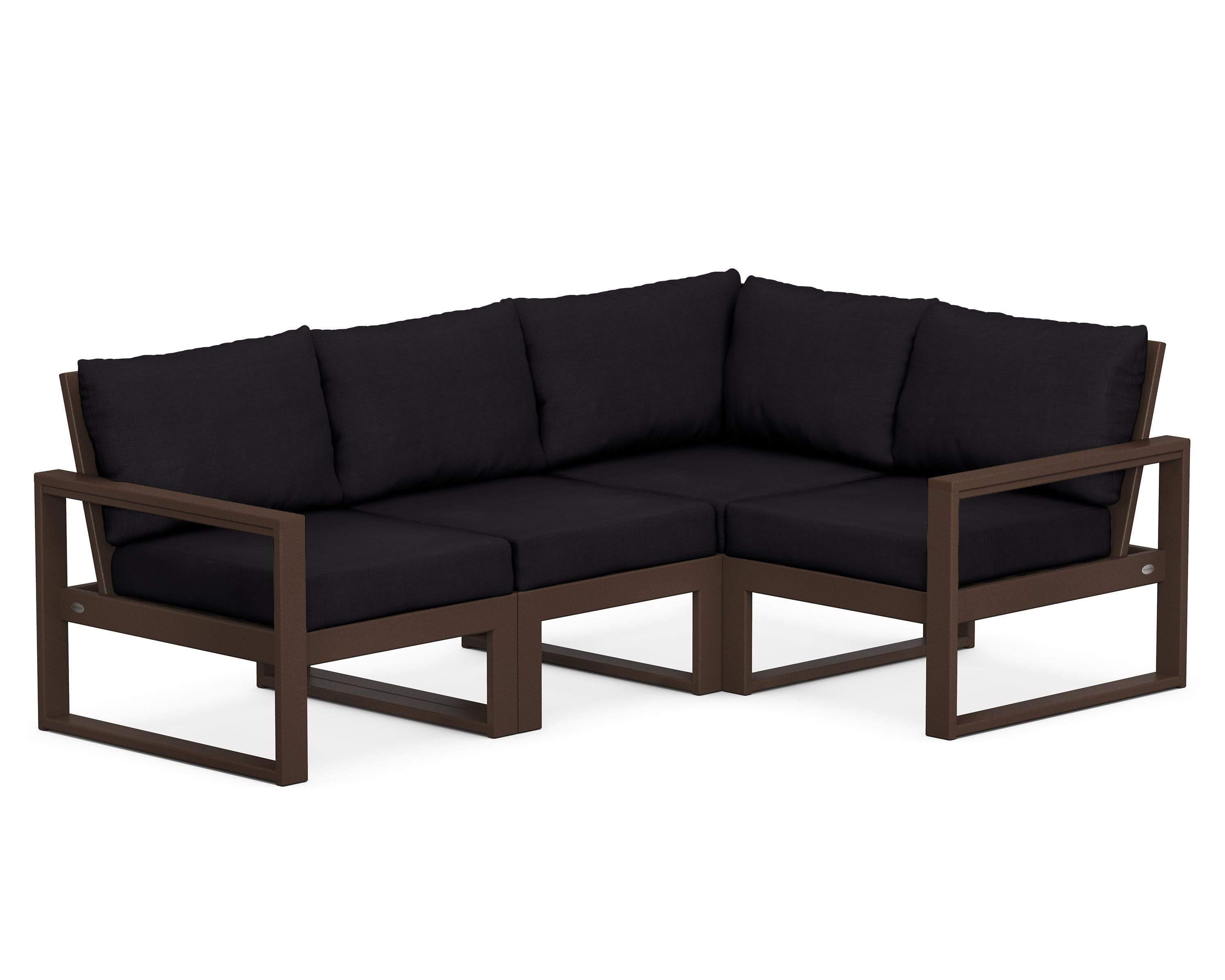 EDGE 4-Piece Modular Deep Seating Set in Mahogany / Midnight Linen