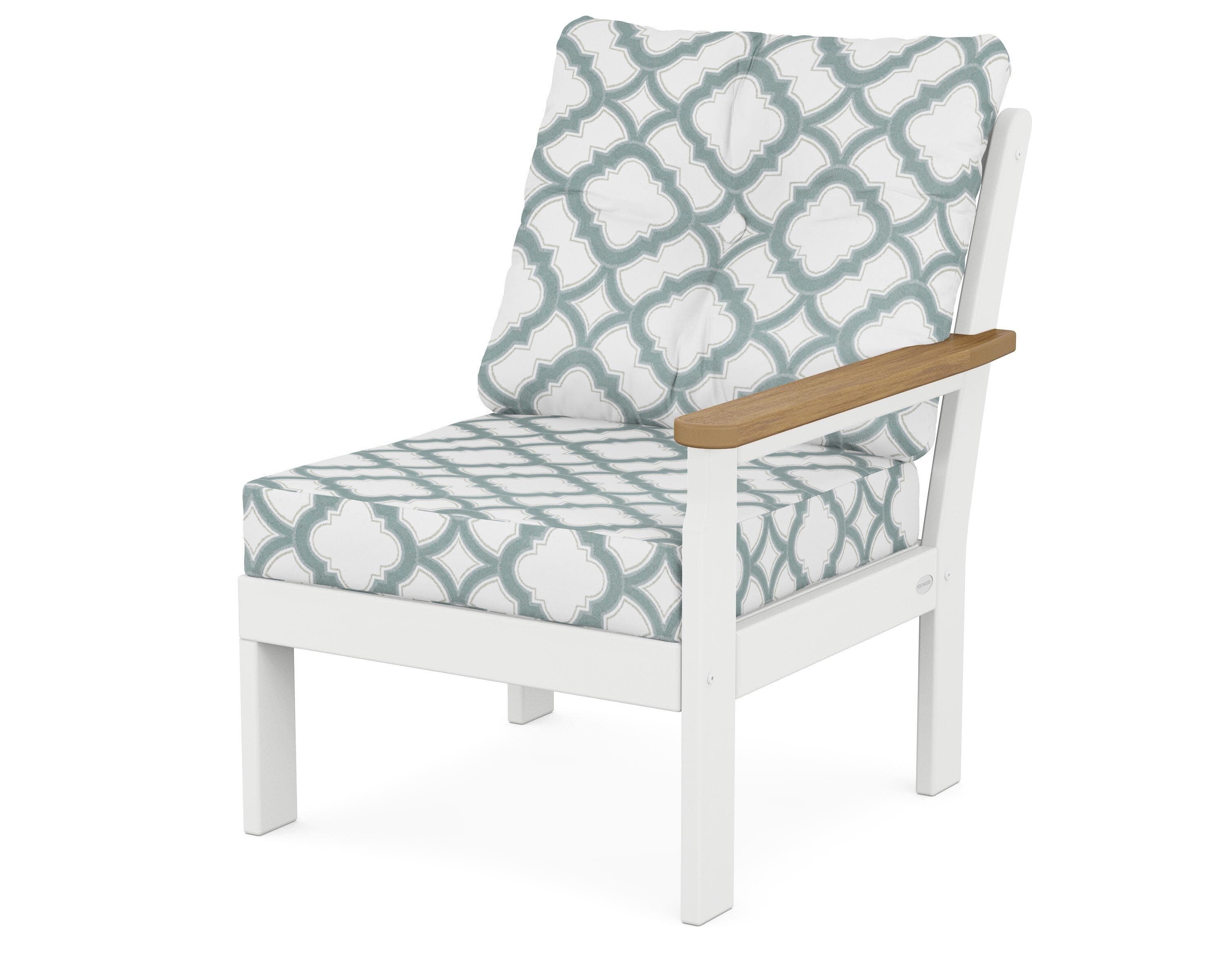 Vineyard Modular Right Arm Chair in White / Natural / Trellis Glacier Spa