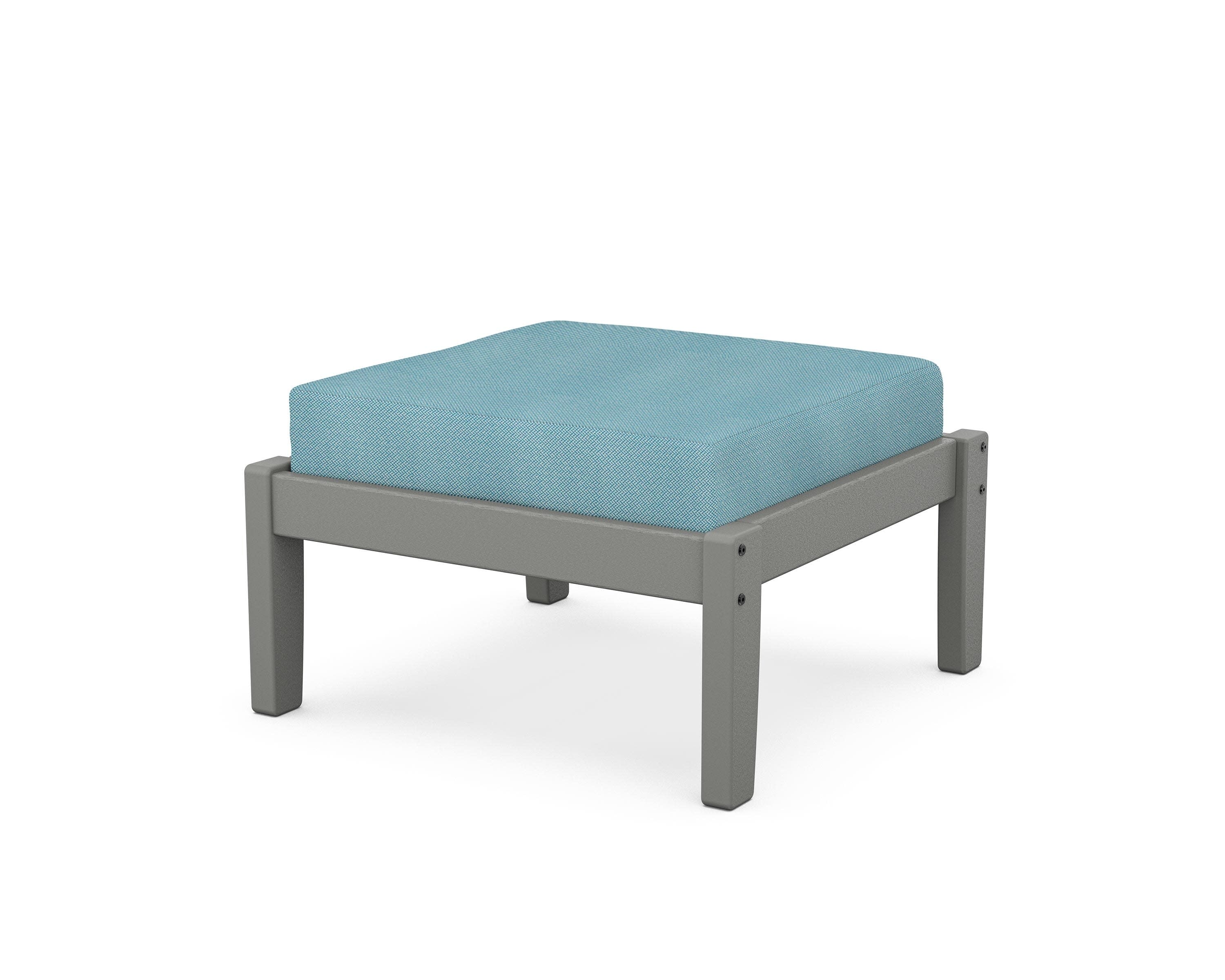 Deep Seating Ottoman in Slate Grey / Lattice Sky Blue