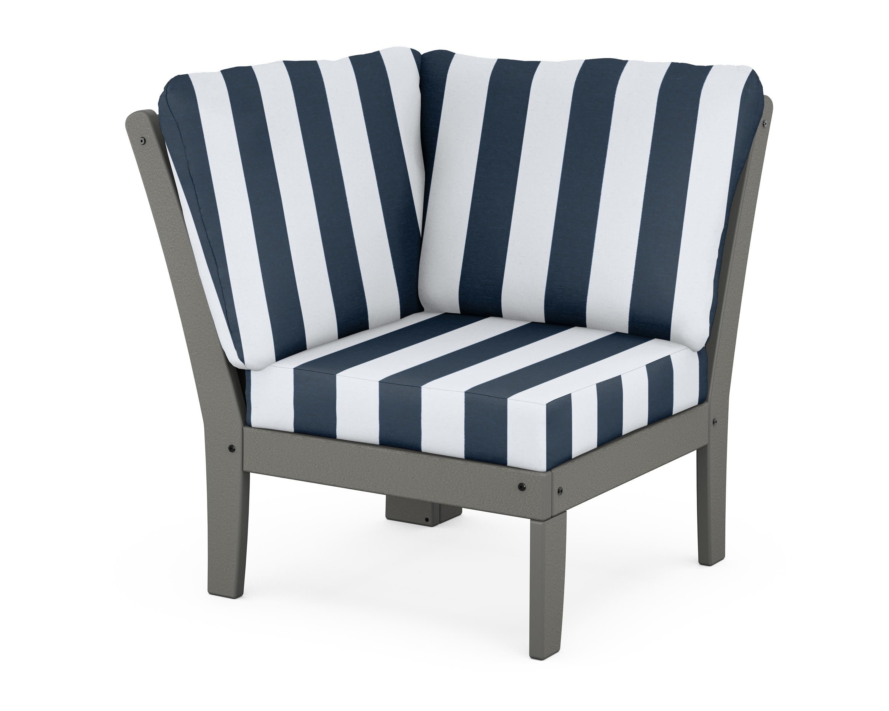 Braxton Modular Corner Chair in Slate Grey / Cabana Stripe Marine Indigo