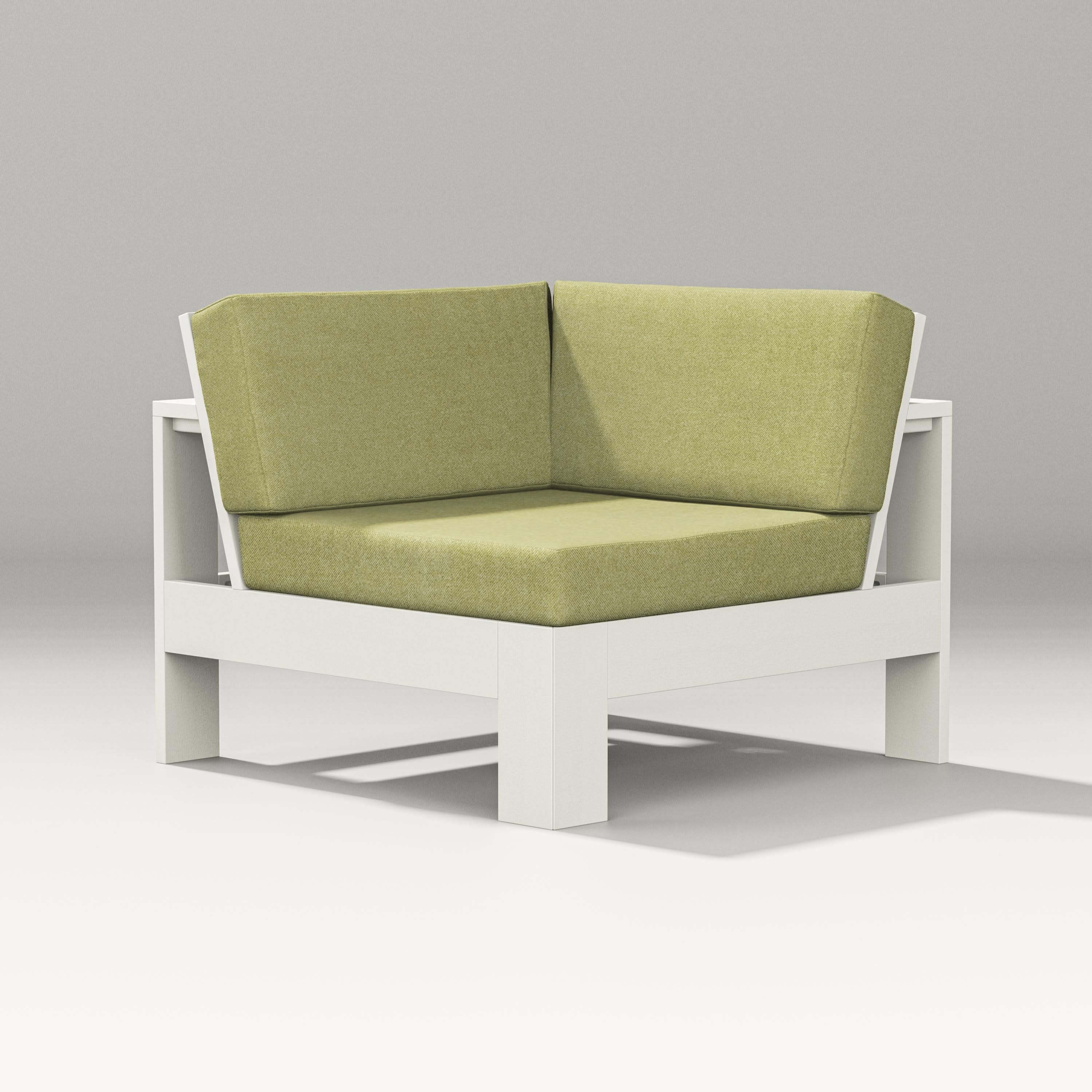Latitude Modular Corner Chair in Vintage White / Chartreuse Boucle