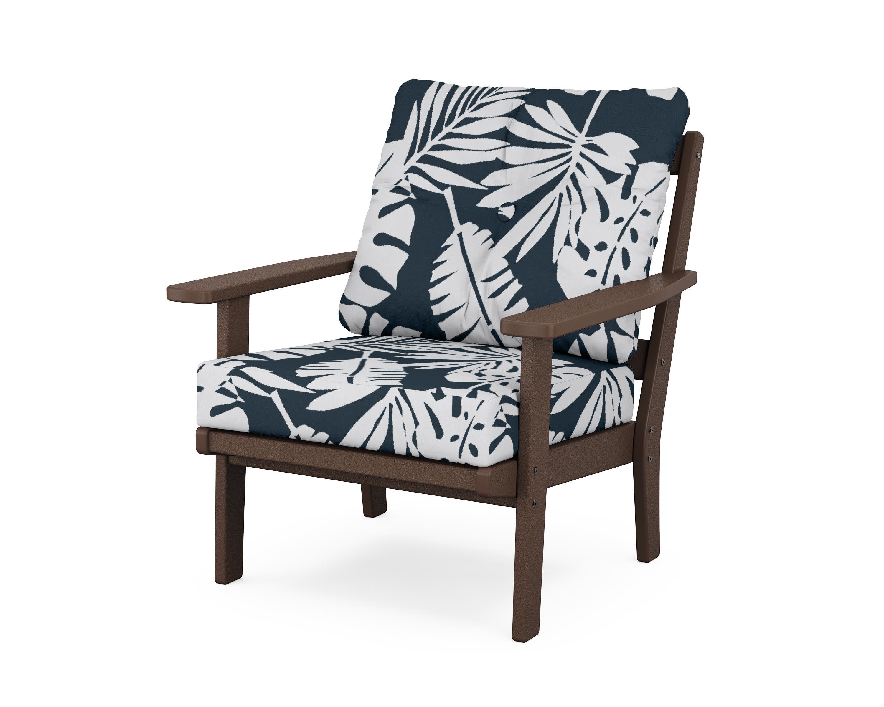 Prairie Deep Seating Chair in Mahogany / Leaf Marine Indigo