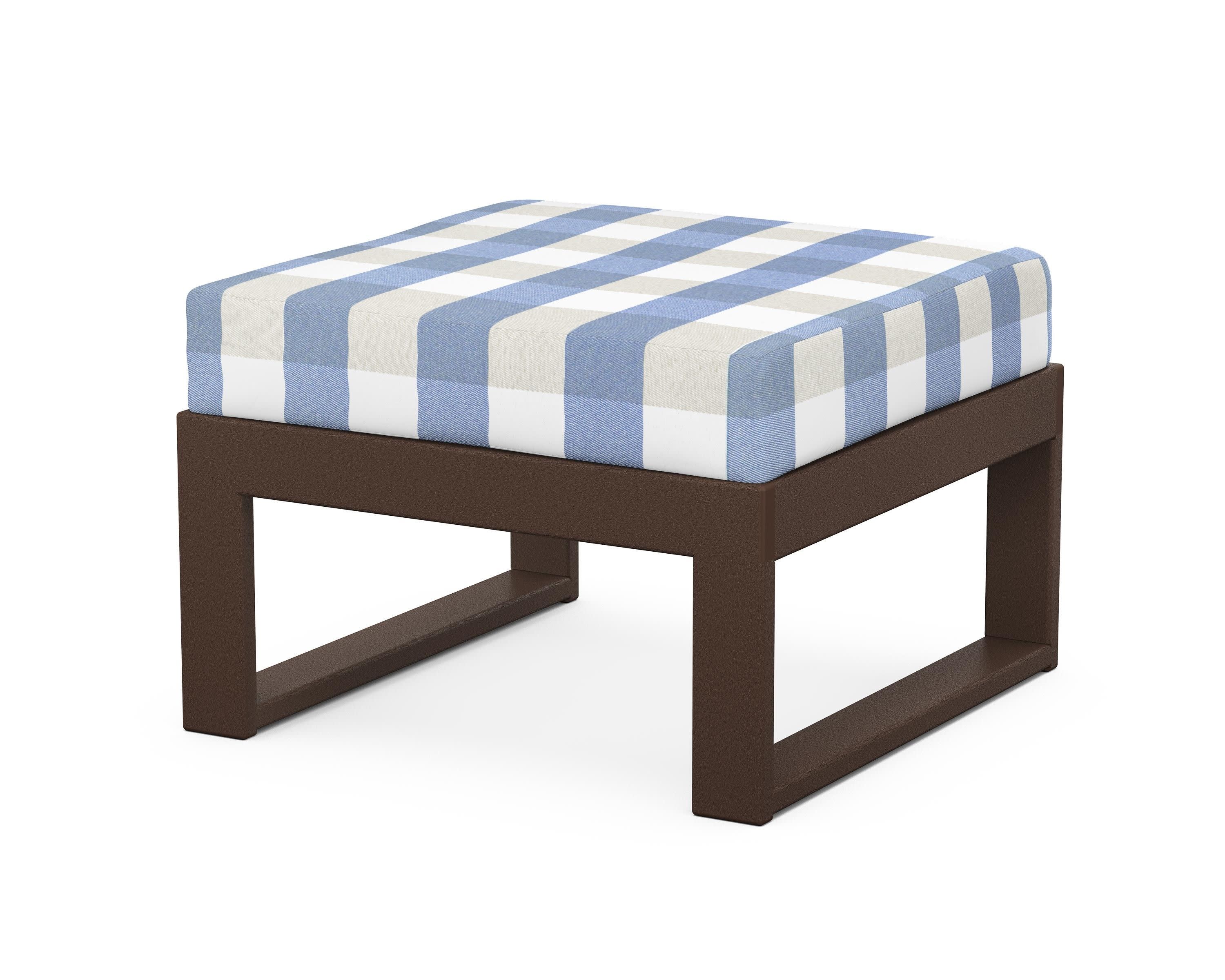 Modular Ottoman - Modern in Mahogany / Buffalo Plaid Sky Blue