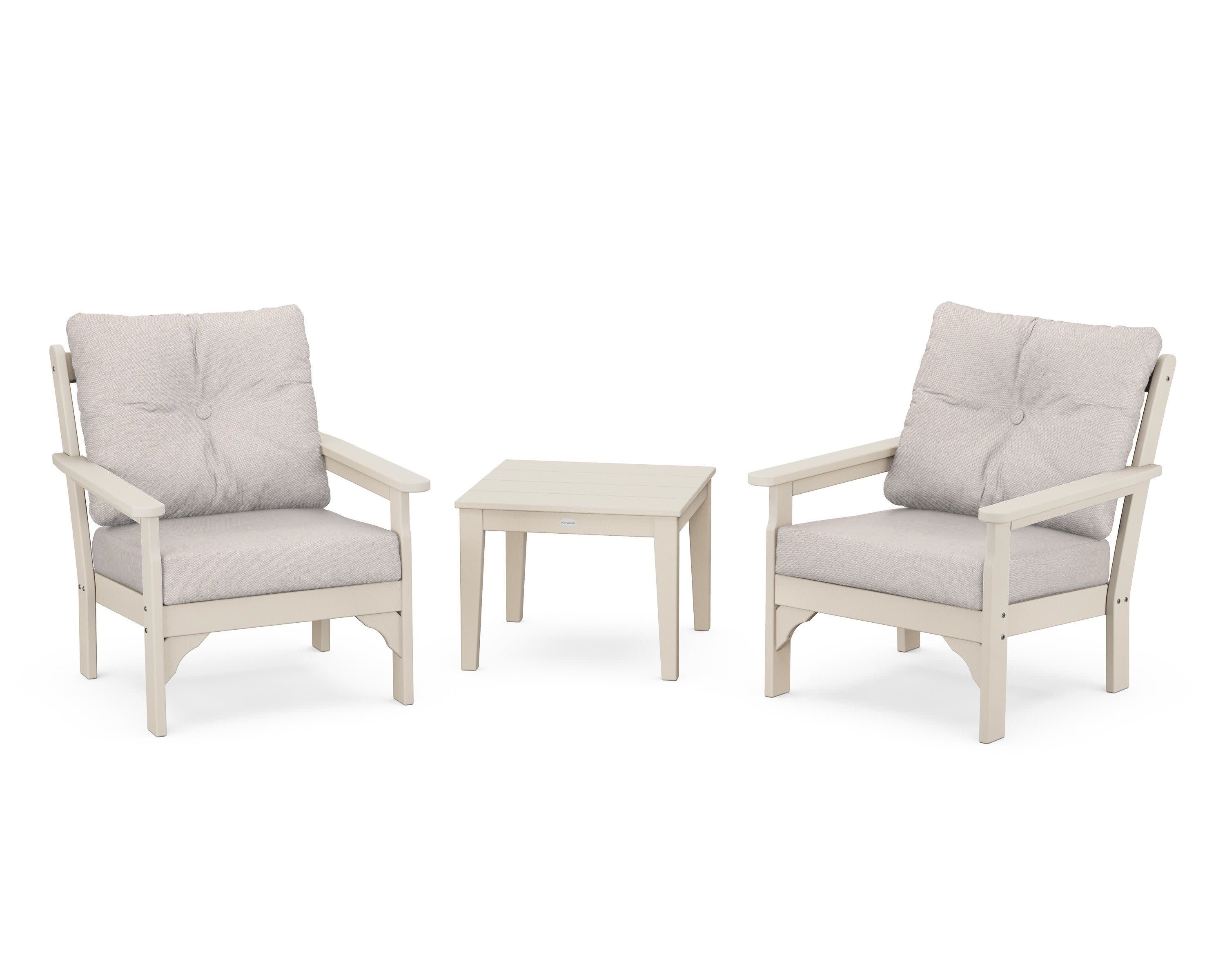 Vineyard 3-Piece Deep Seating Set in Sand / Dune Burlap