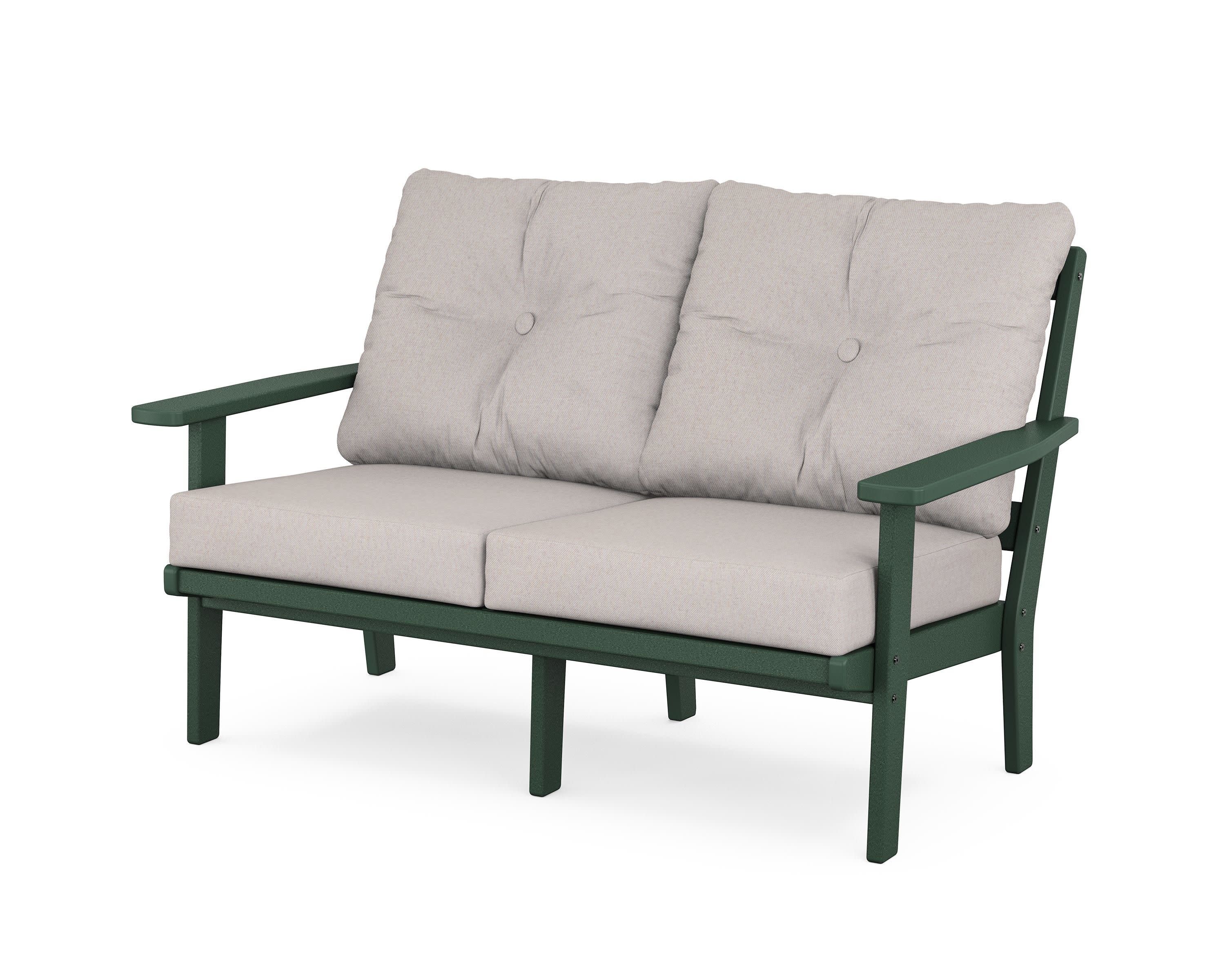 Oxford Deep SeatingLoveseat in Green / Dune Burlap