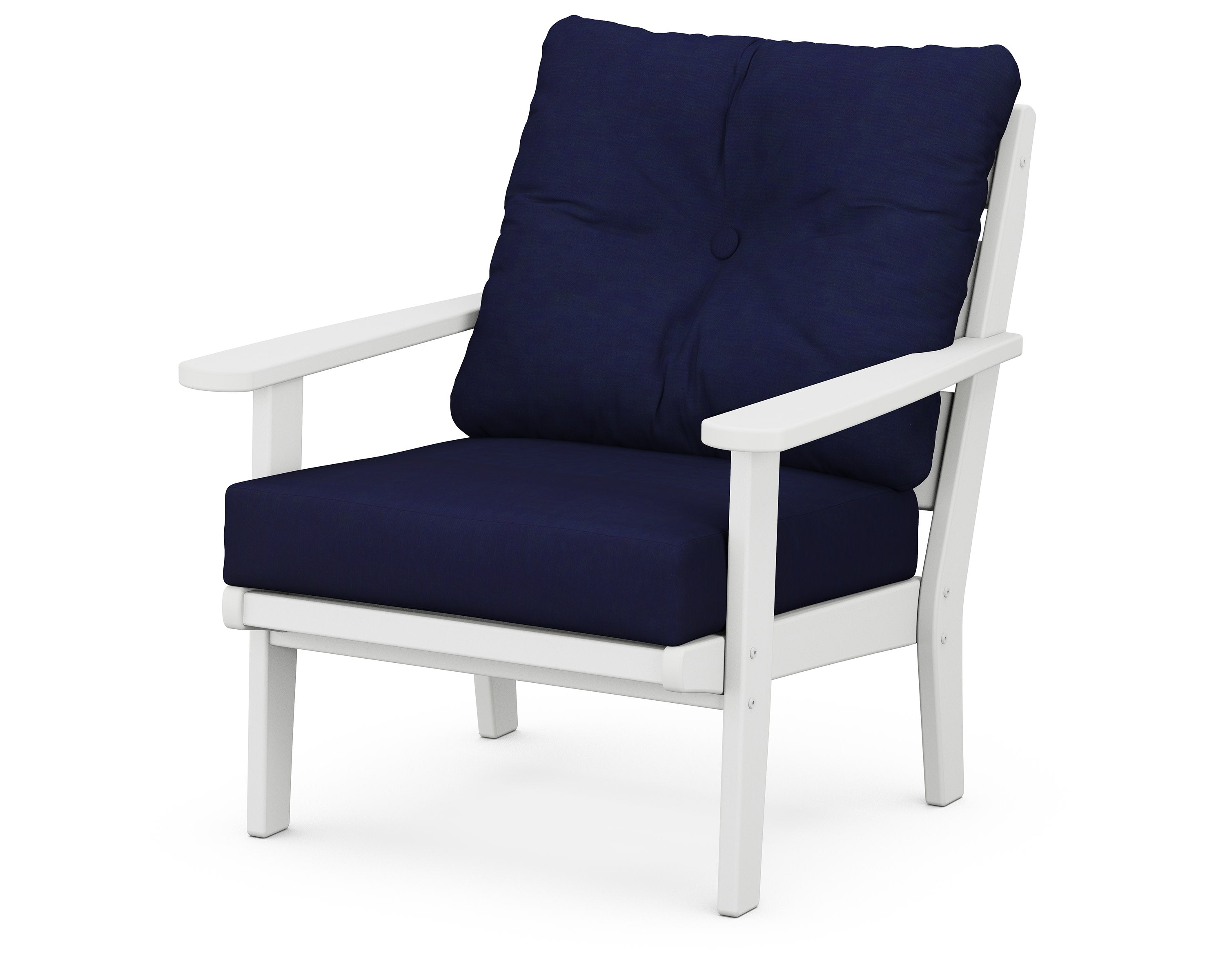 Lakeside Deep Seating Chair in White / Navy