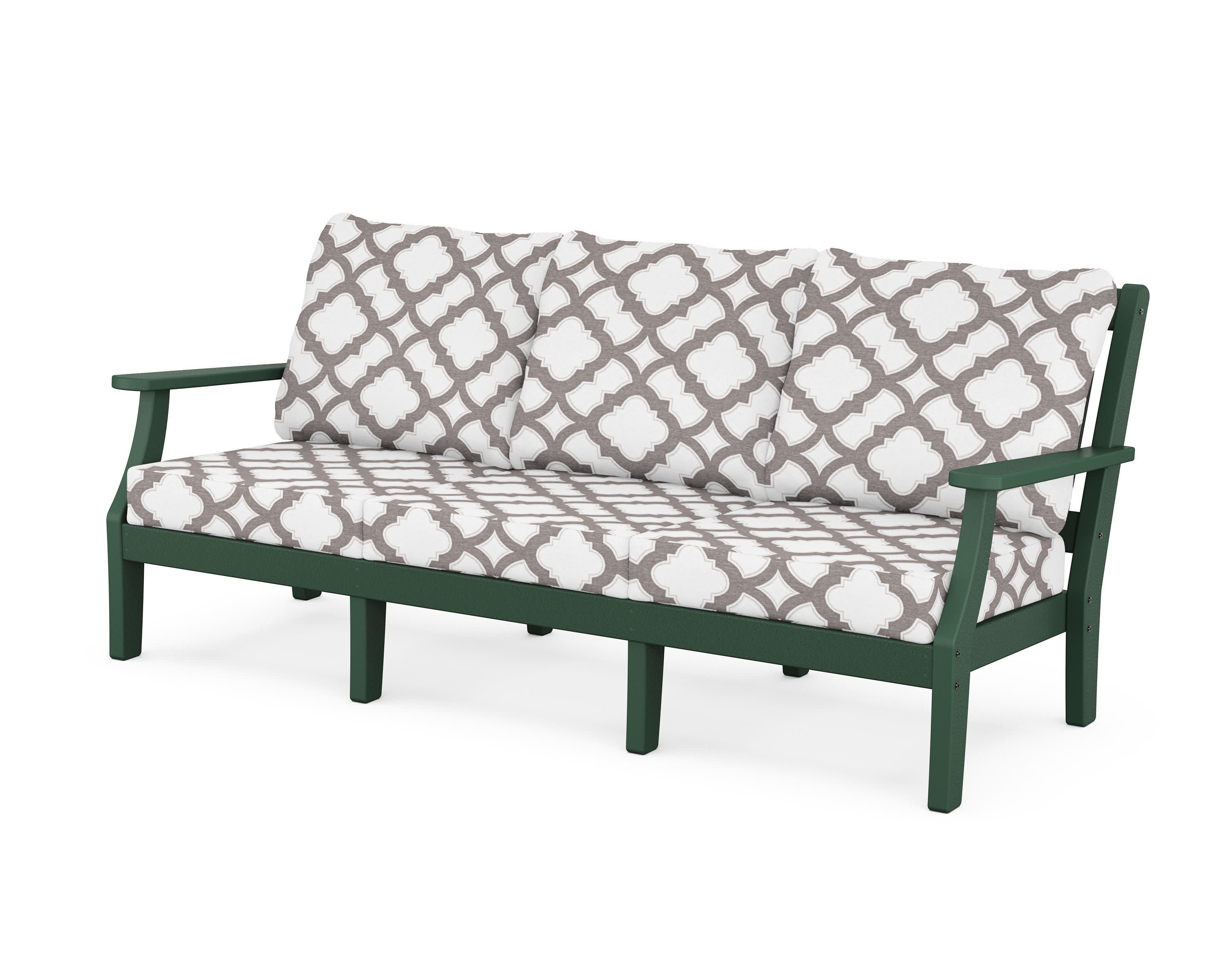 Chinoiserie Deep Seating Sofa in Green / Trellis Grey Mist