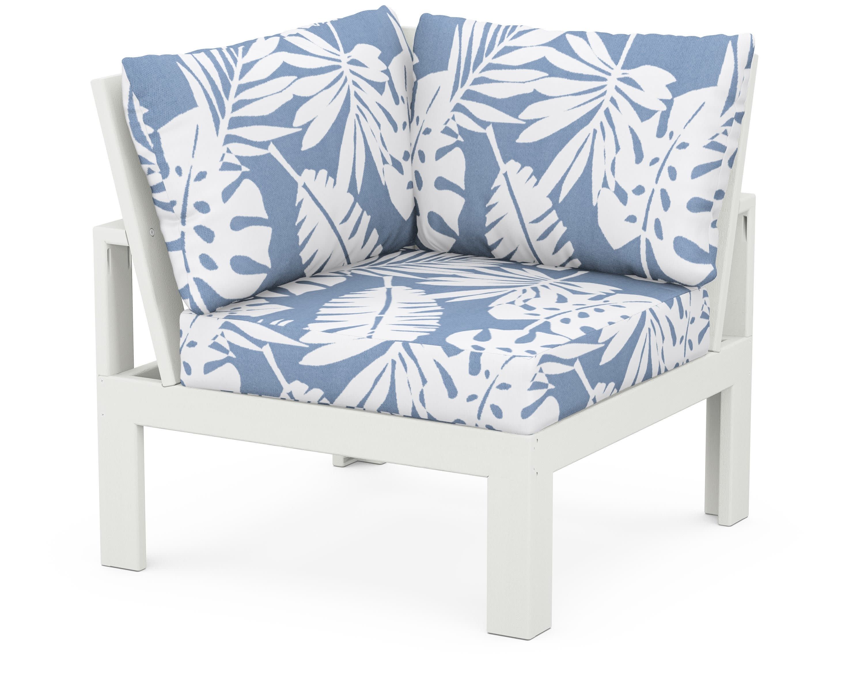 Modular Corner Chair in Vintage White / Leaf Sky Blue