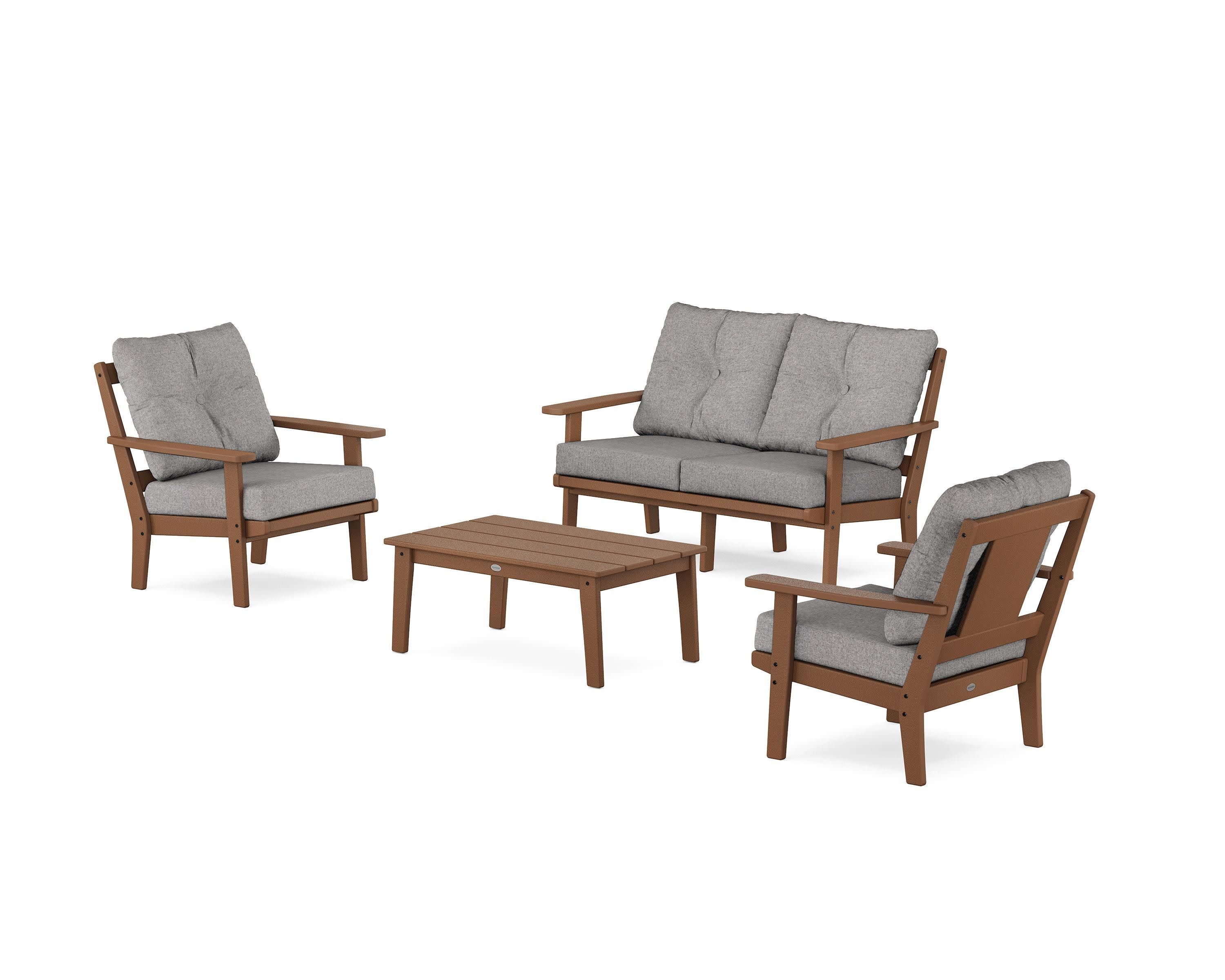 Prairie 4-Piece Deep Seating Set with Loveseat in Teak / Grey Mist