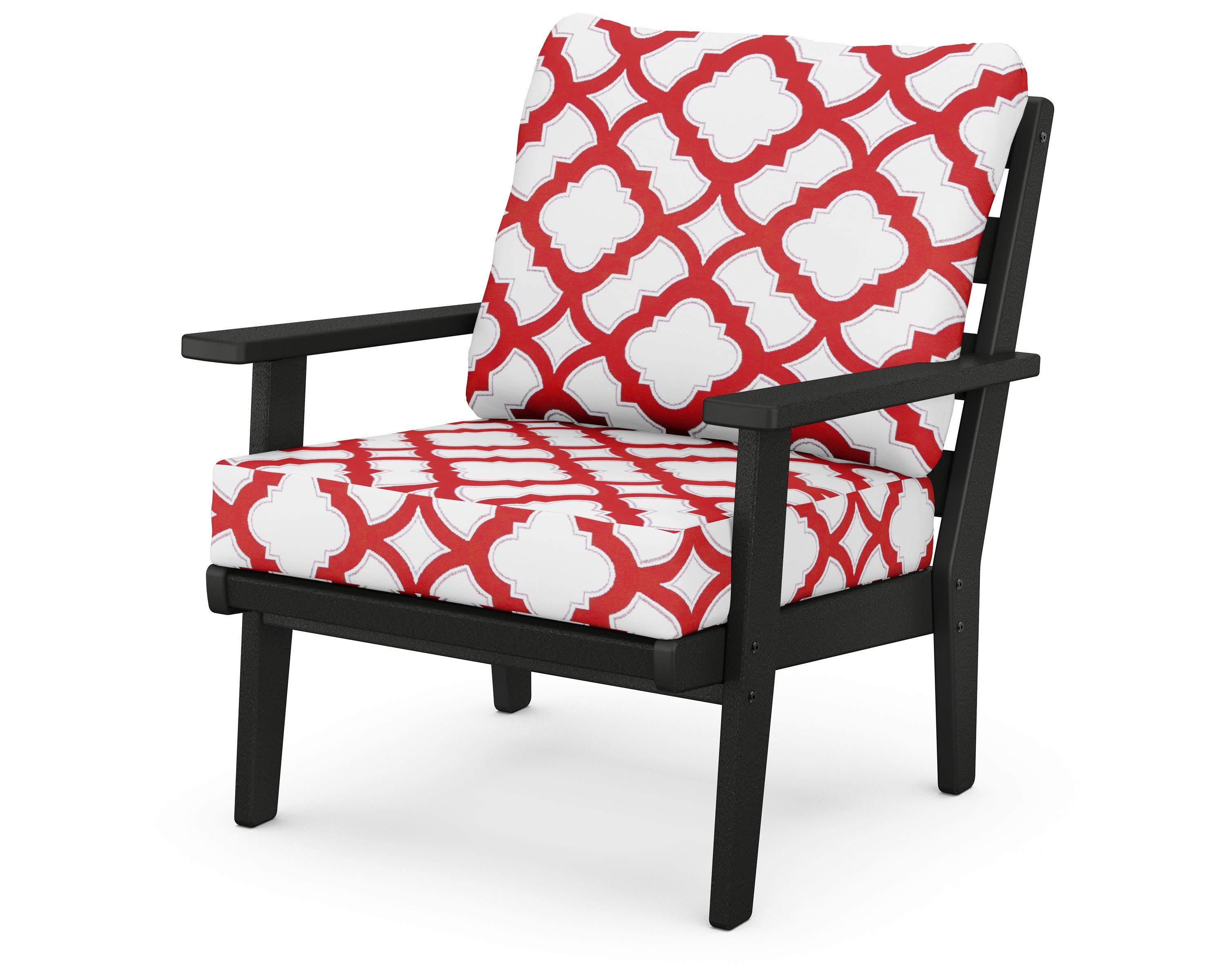 Grant Park Deep Seating Chair in Black / Trellis Crimson