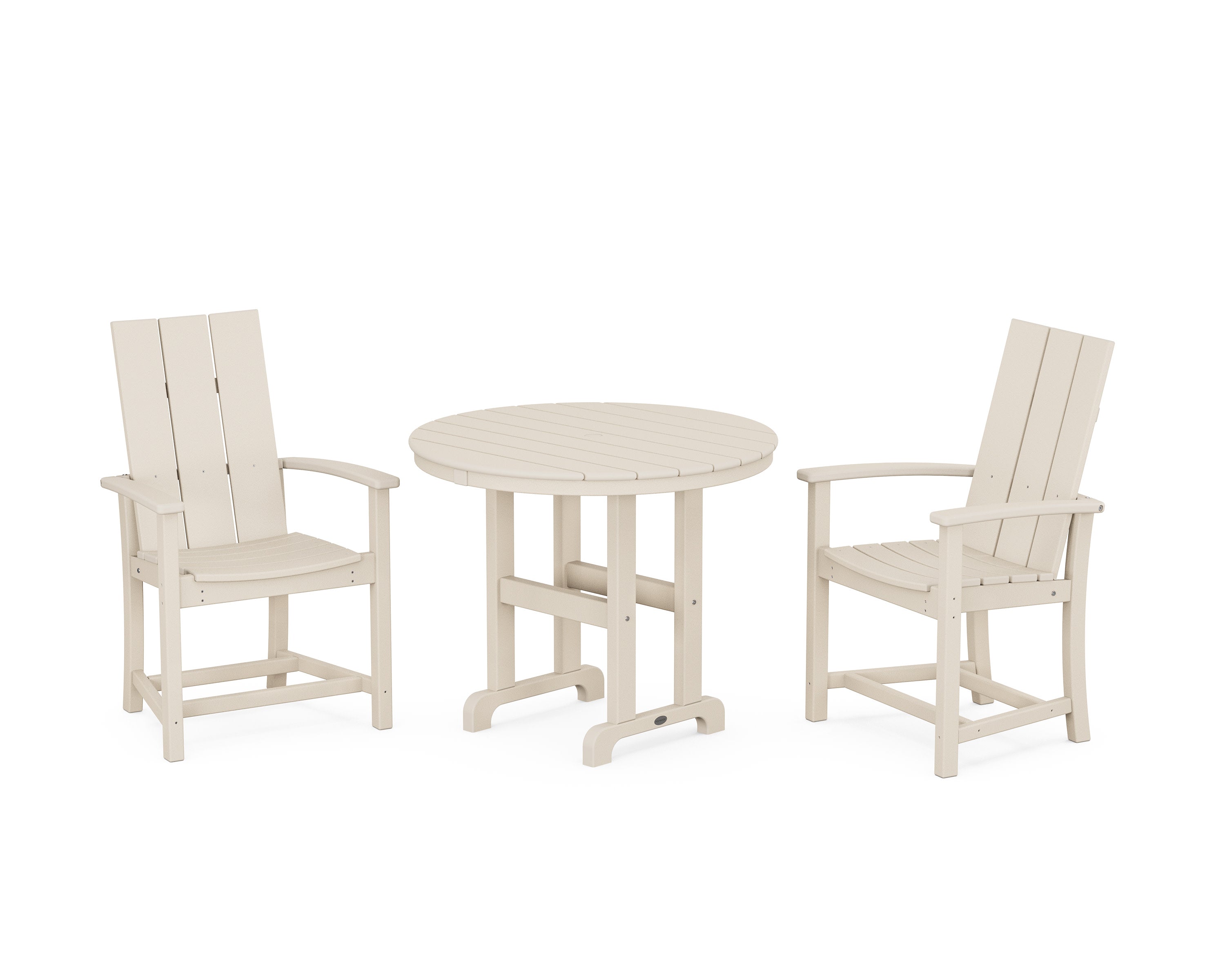 Modern Adirondack 3-Piece Round Farmhouse Dining Set in Sand