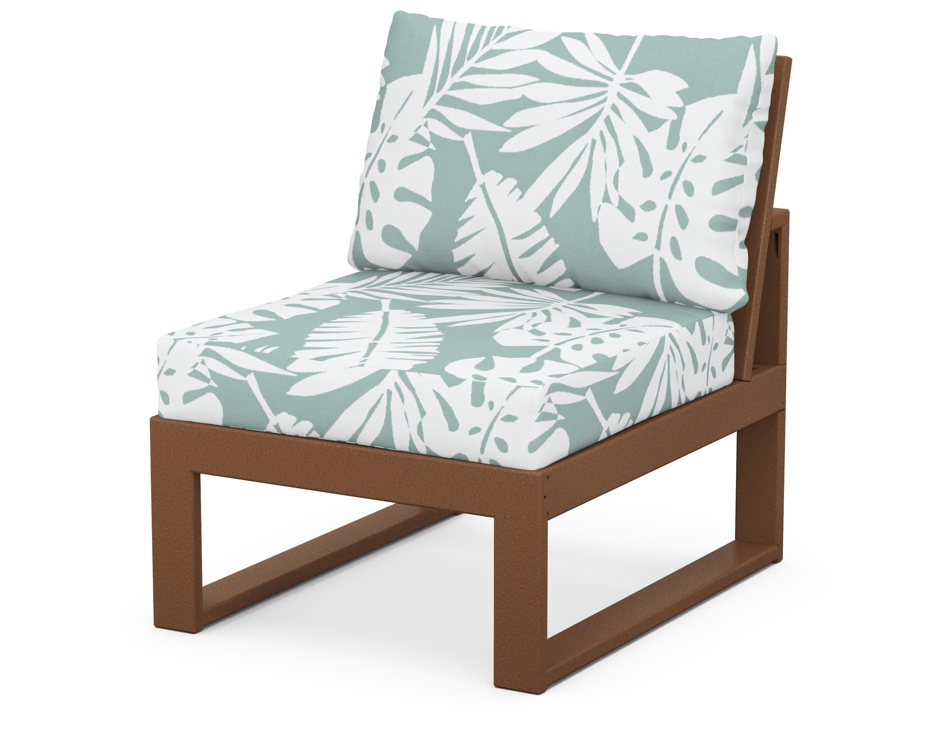 Modular Armless Chair in Teak / Leaf Glacier Spa