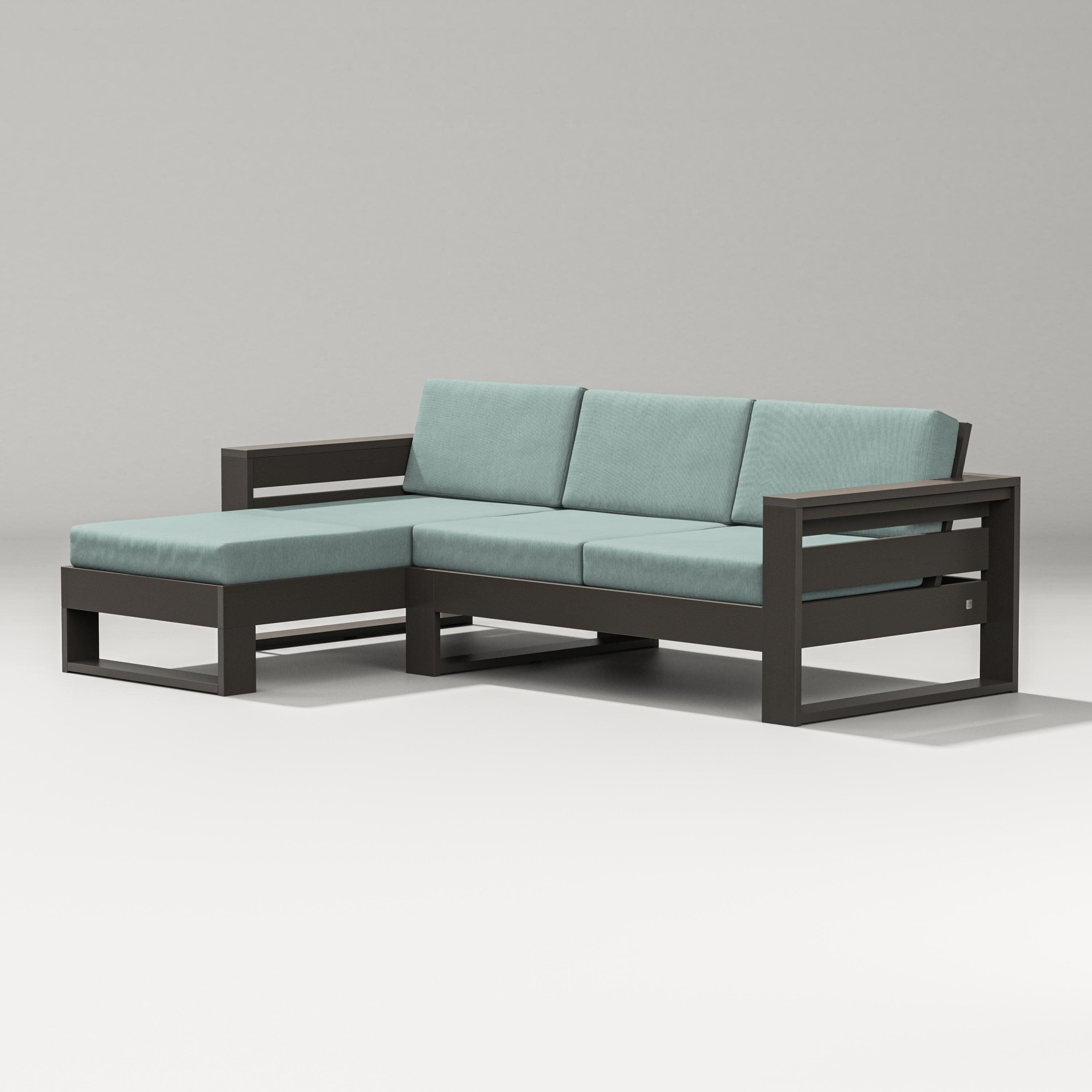 Latitude Left Chaise Sectional in Vintage Coffee / Glacier Spa