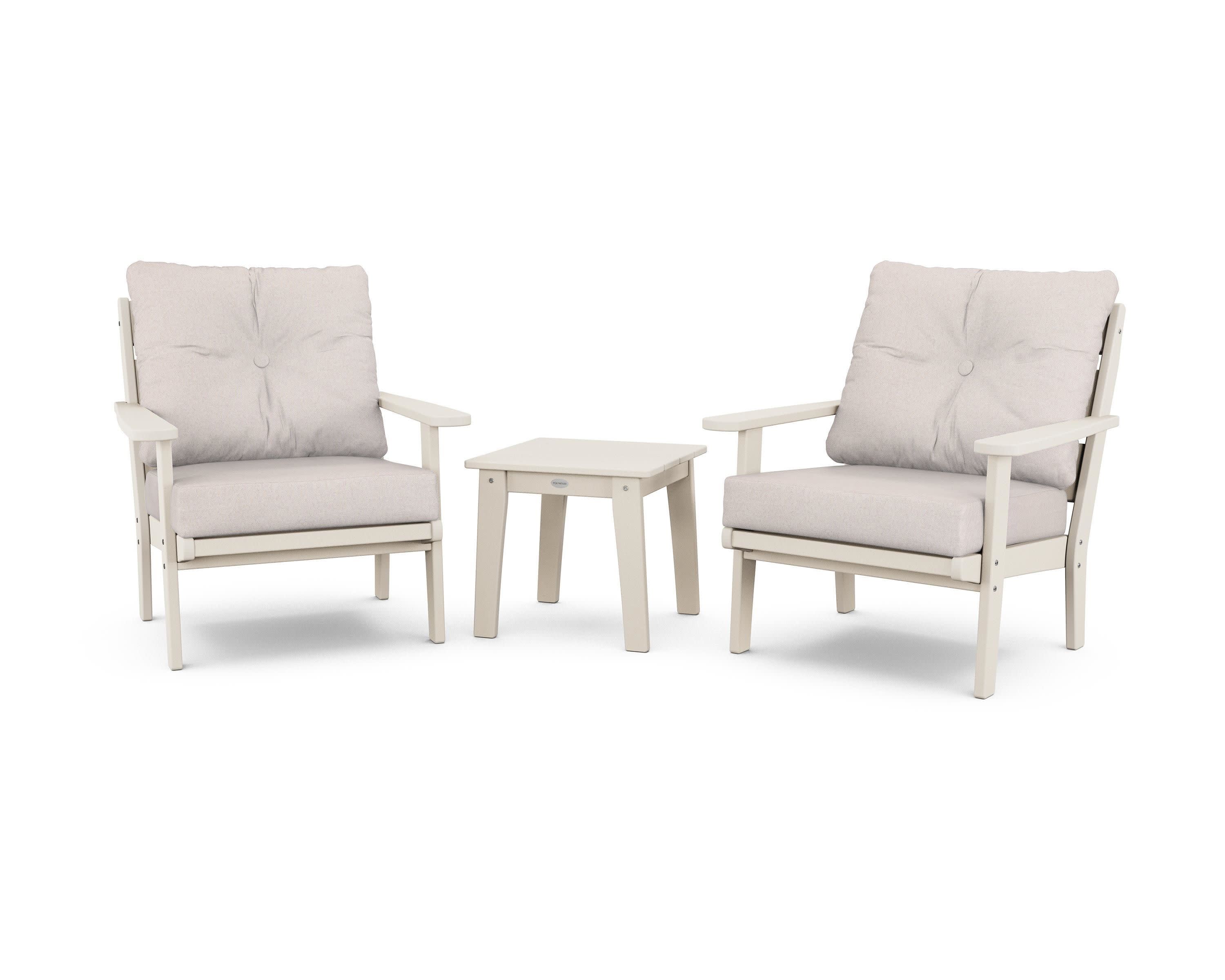 Lakeside 3-Piece Deep Seating Chair Set in Sand / Dune Burlap