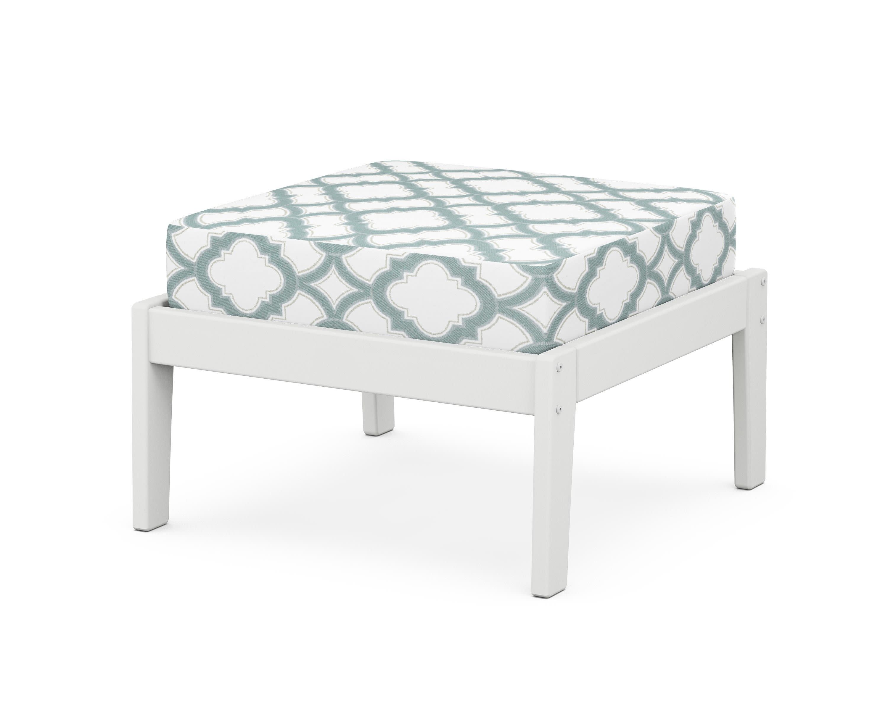 Deep Seating Ottoman in White / Trellis Glacier Spa