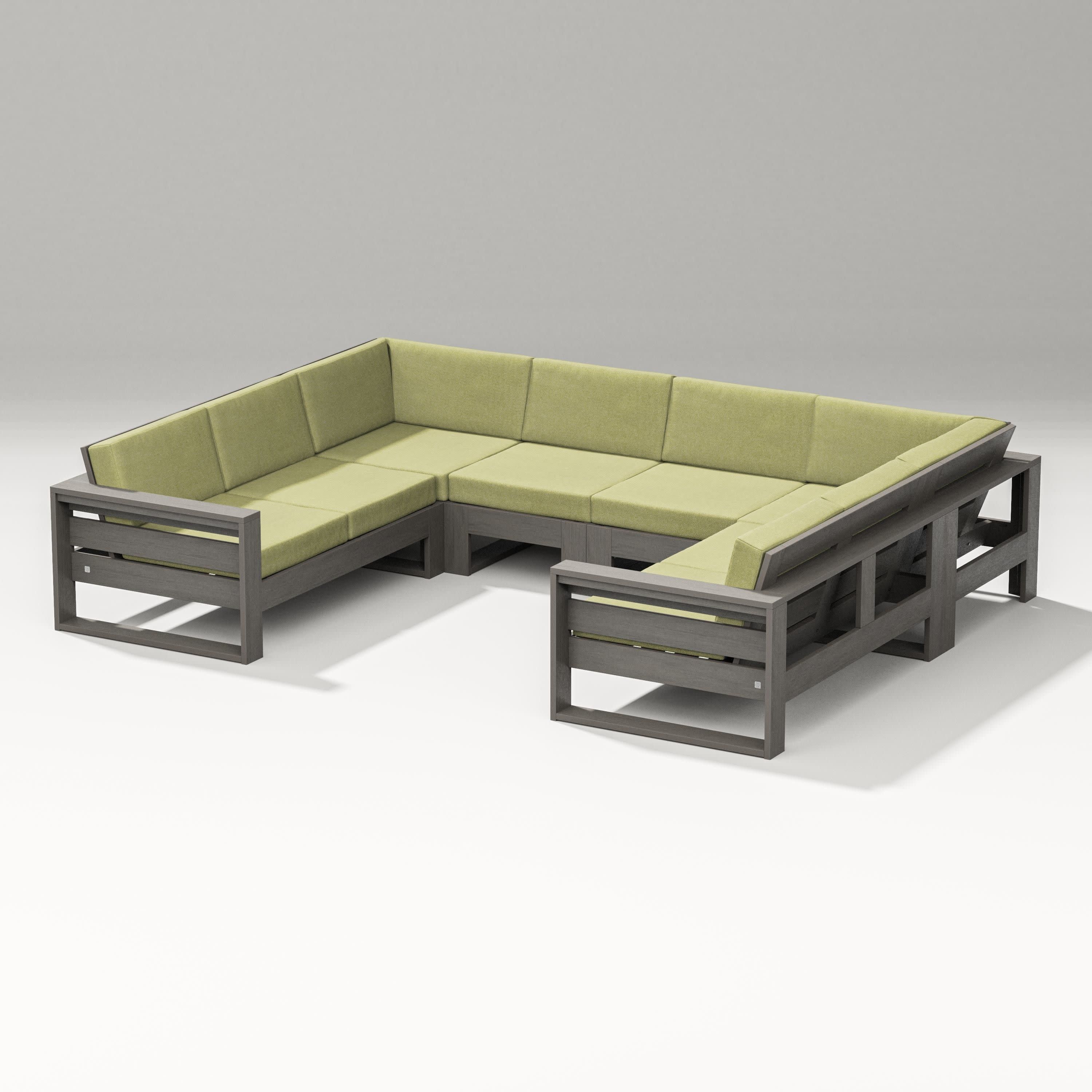 Latitude U-Shaped Sectional in Driftwood / Chartreuse Boucle