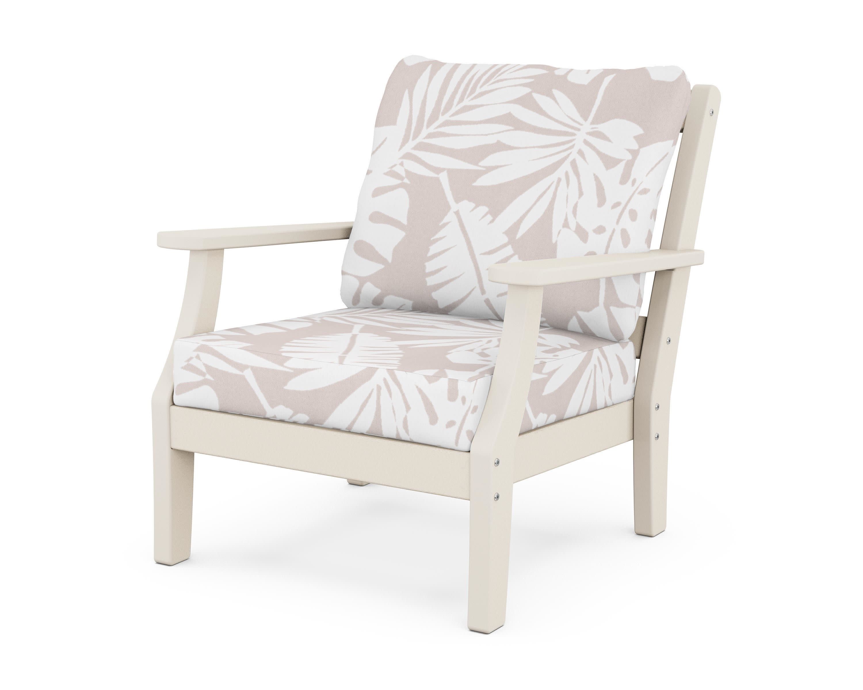 Chinoiserie Deep Seating Chair in Sand / Leaf Dune Burlap