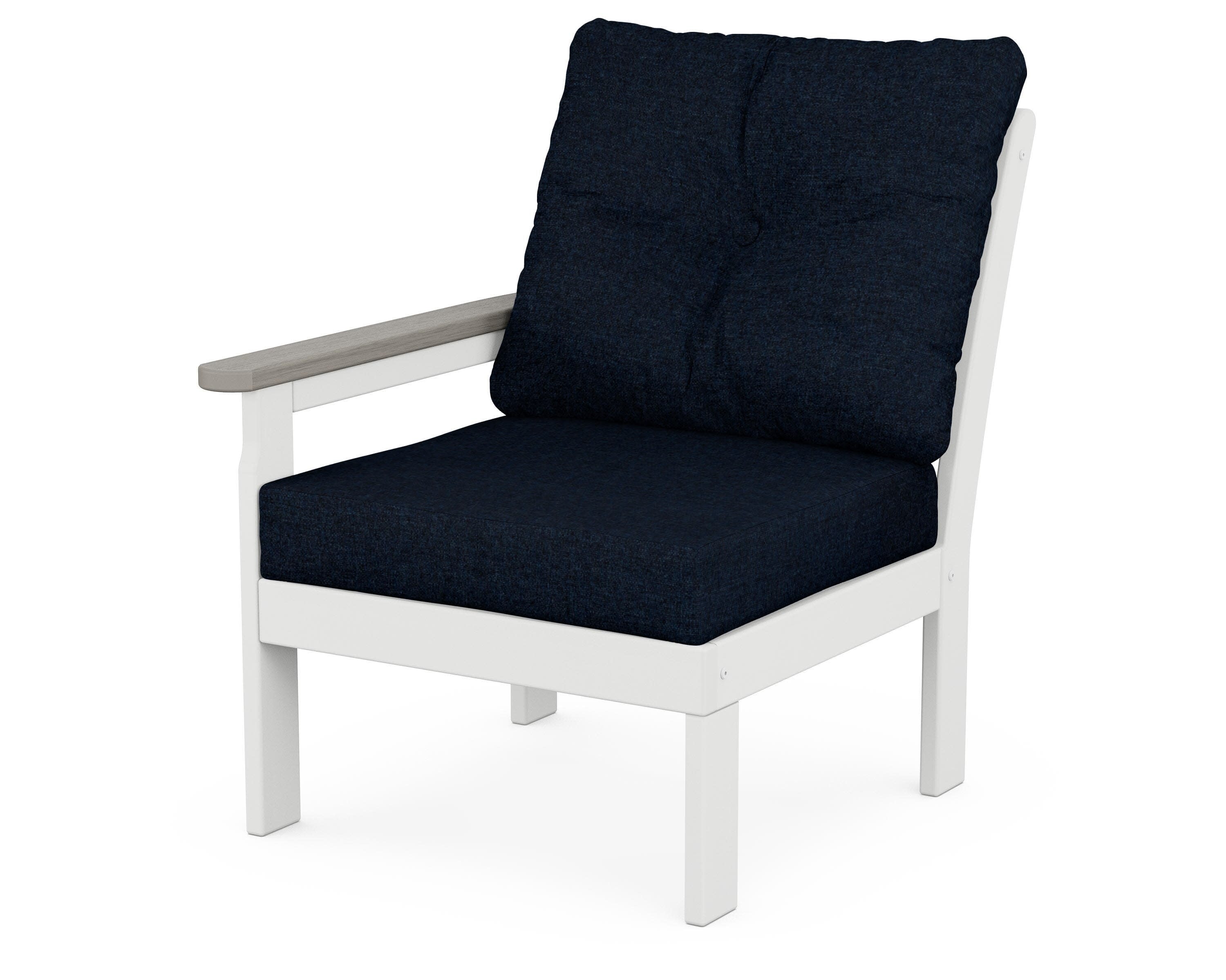 Vineyard Modular Left Arm Chair in White / Driftwood / Marine Indigo
