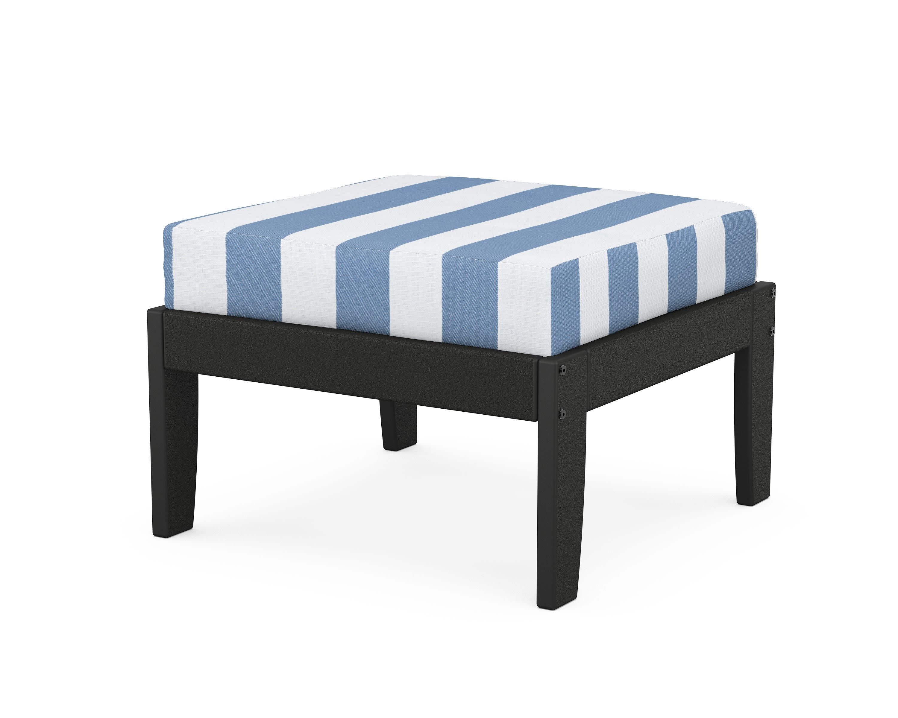 Modular Ottoman - Classic in Black / Cabana Stripe Sky Blue