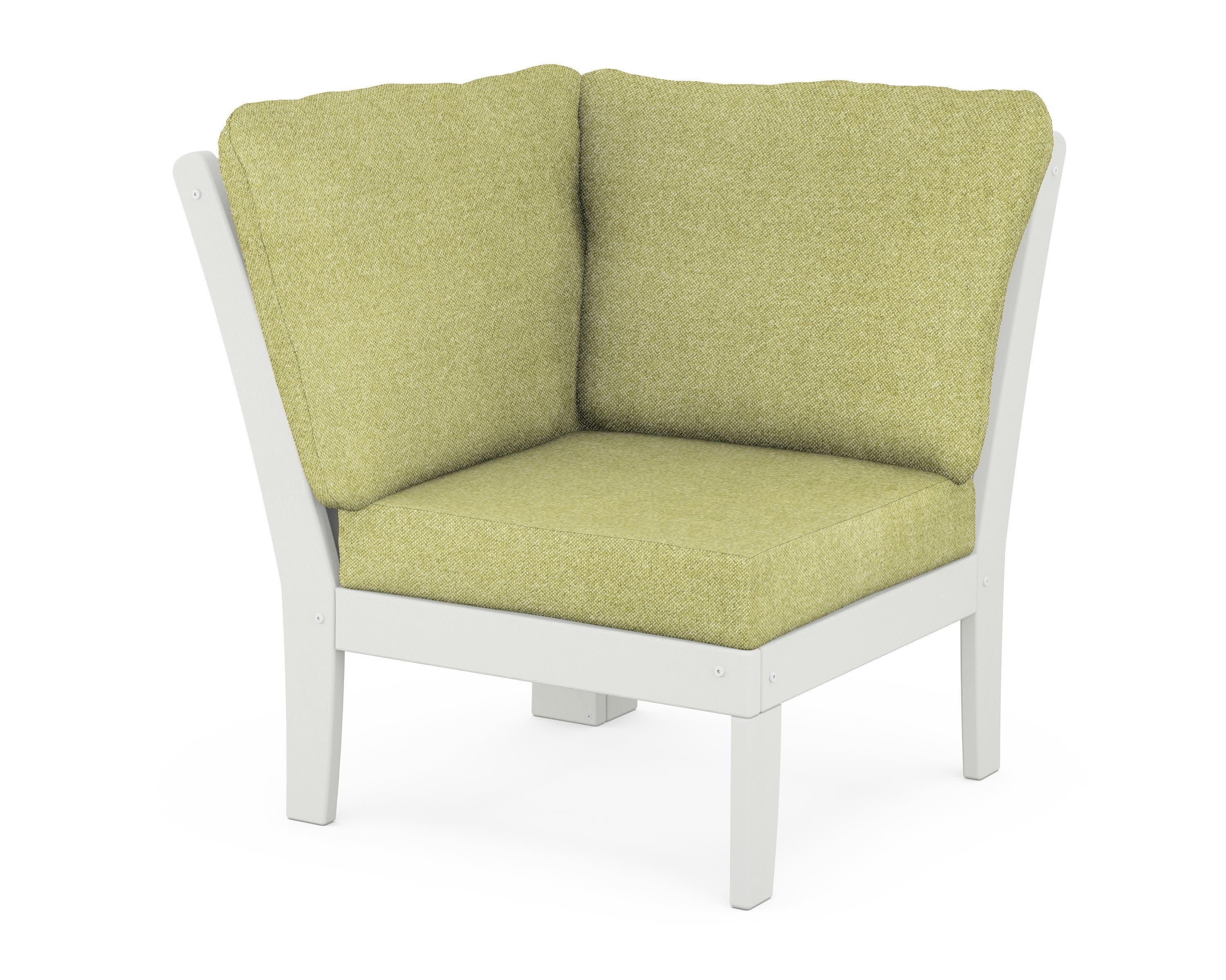 Braxton Modular Corner Chair in Vintage White / Chartreuse Boucle