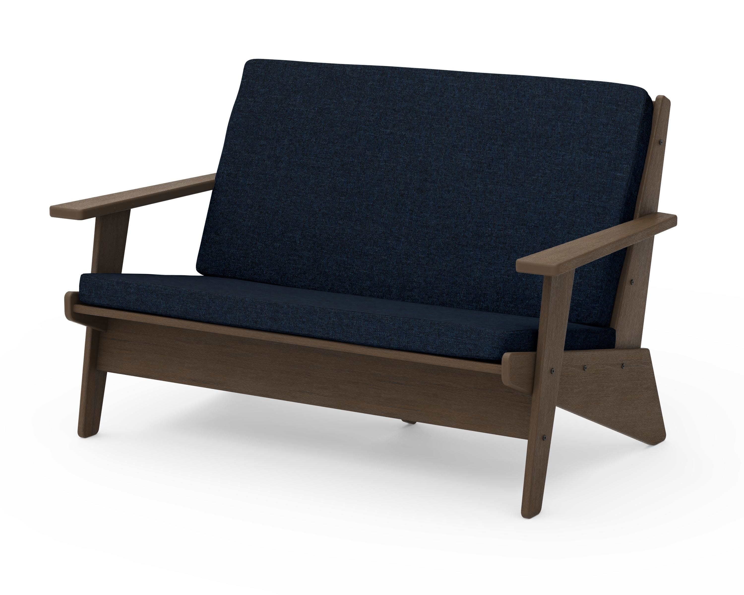 Riviera Modern Lounge Loveseat in Kona / Marine Indigo