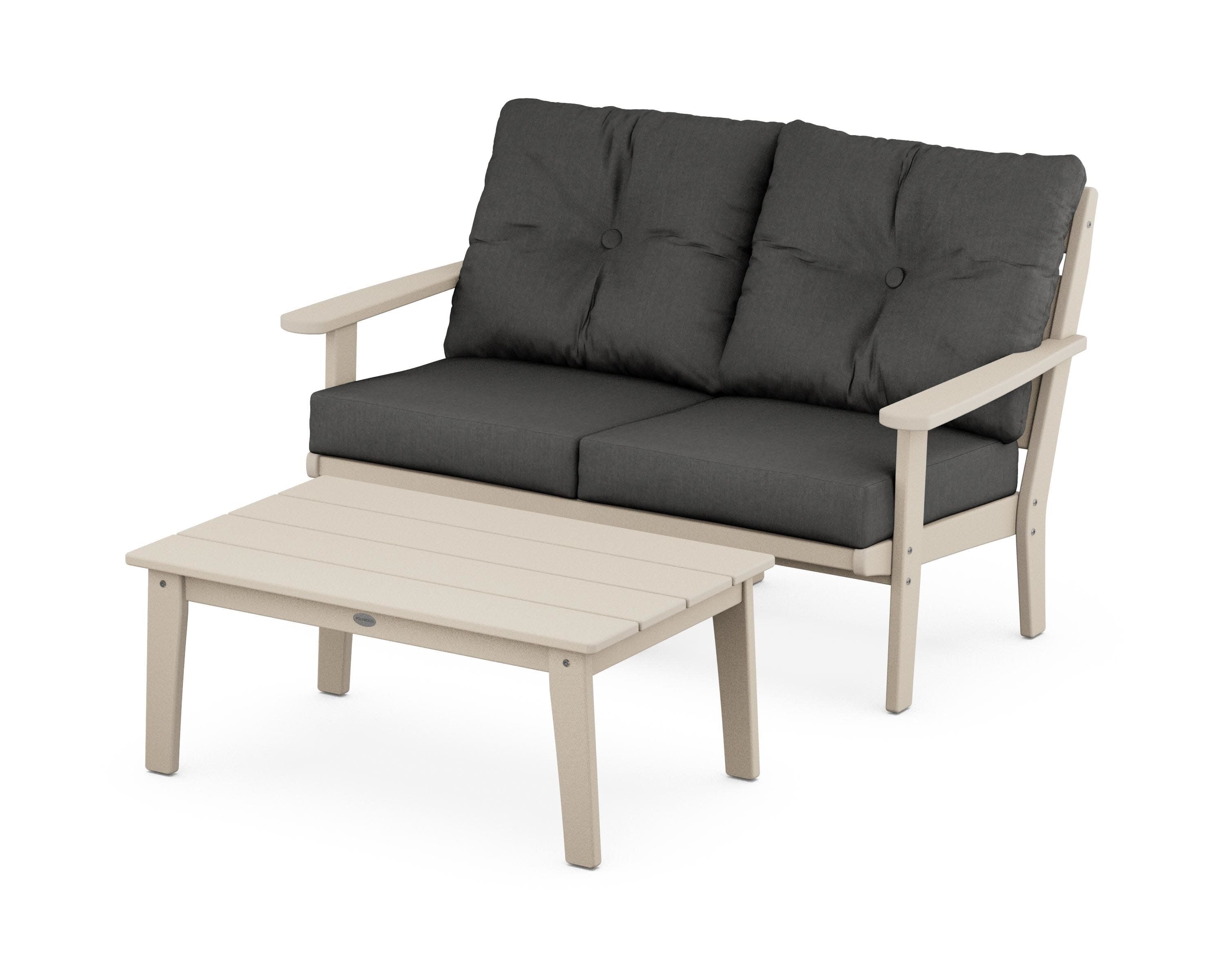 Lakeside 2-Piece Lounge Loveseat Set in Sand / Spectrum Carbon