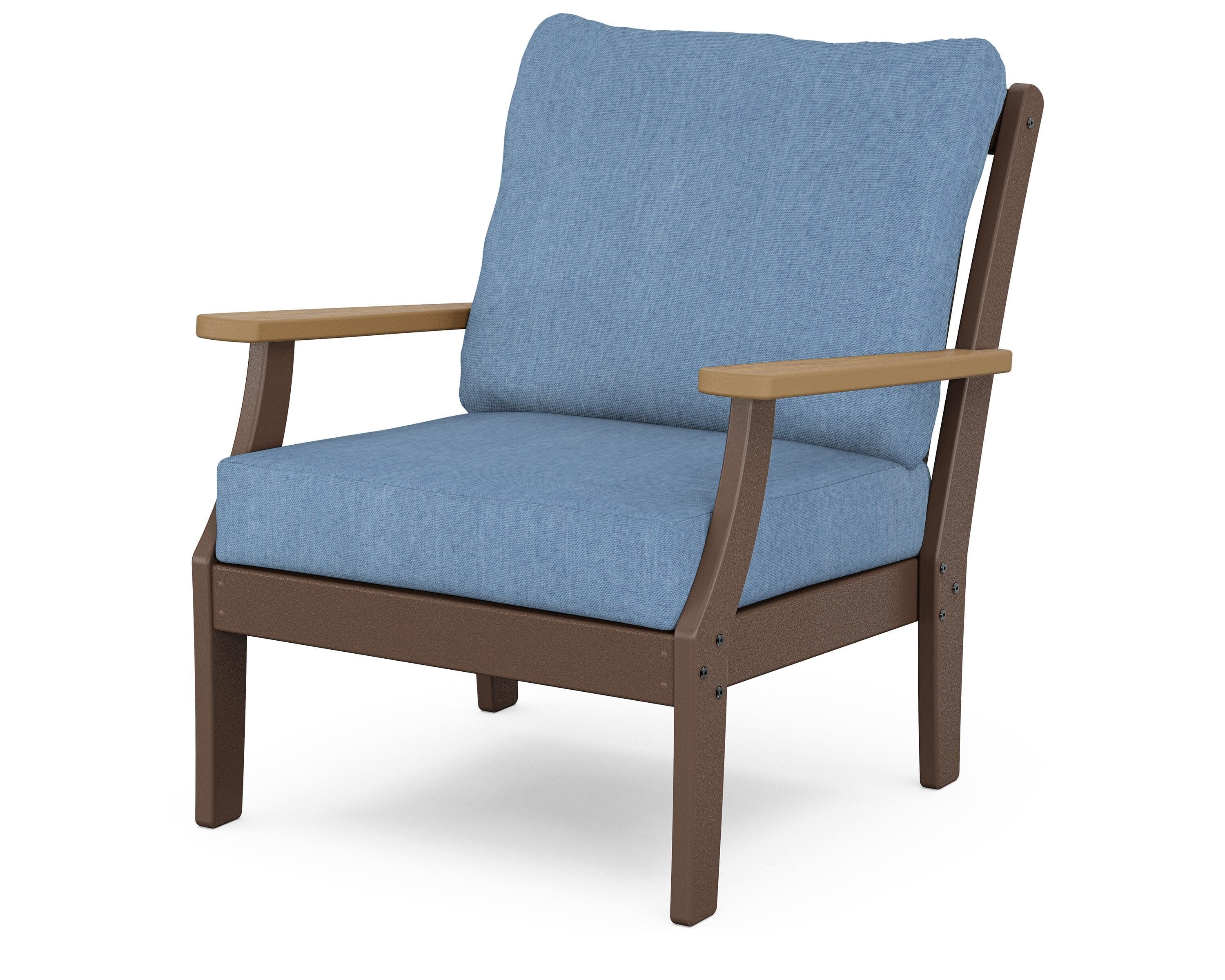 Braxton Deep Seating Chair in Mahogany / Natural / Sky Blue