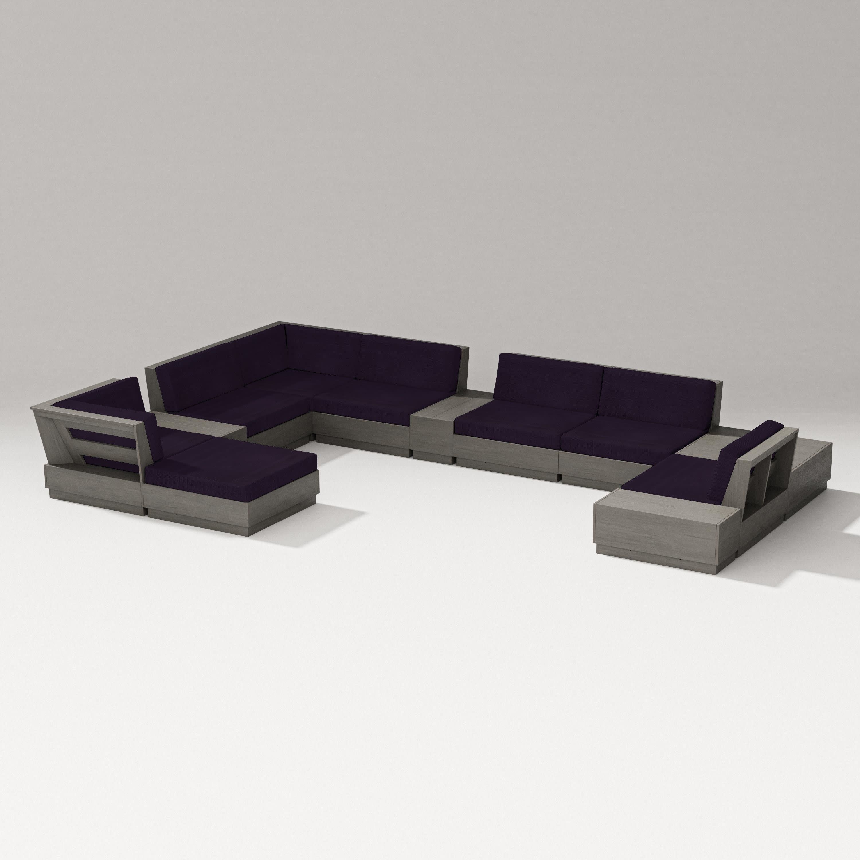 Elevate 12-Piece Conversation Sectional Set in Driftwood / Navy Linen